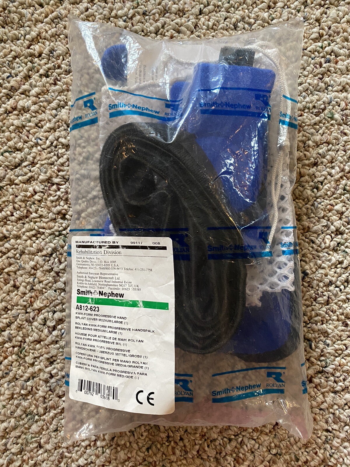Smith + Nephew Rolyan Kwik Form Progressive Hand Splint NEW Medium Large Blue OT