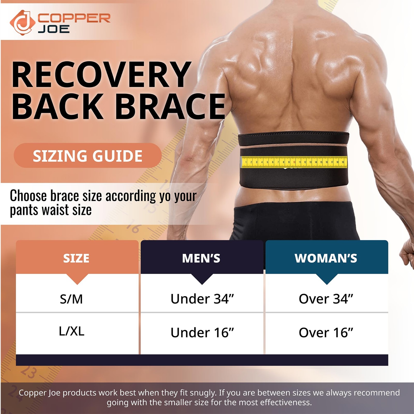 Adjustable Lumbar Back Brace for Men & Women – Copper-Infused Lower Back & Lu…
