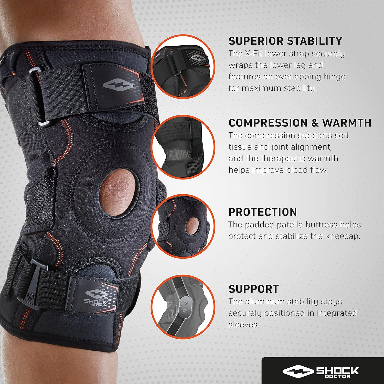 872 Knee Brace, Knee Support for Stability, ACL/PCL Injuries, Patella Support, P