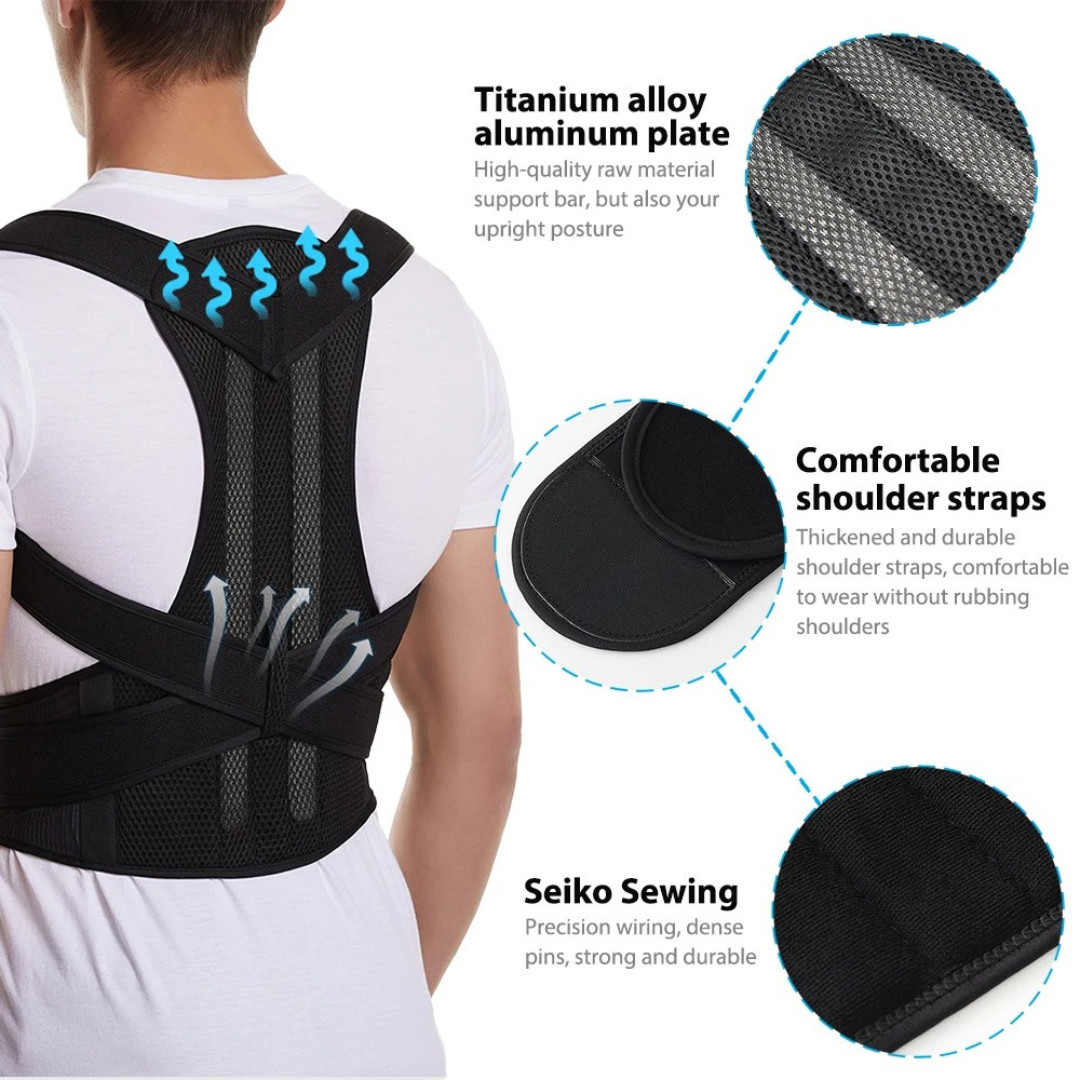 Adjustable Posture Corrector Low Back Support Shoulder Brace Belt for Men Women