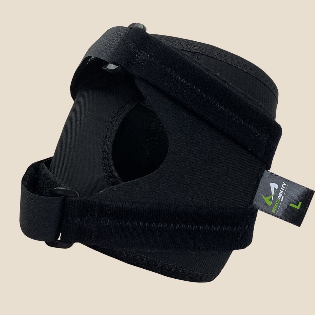 BraceAbility Knee Brace Patella Support Wrap Black Large Adjustable Straps