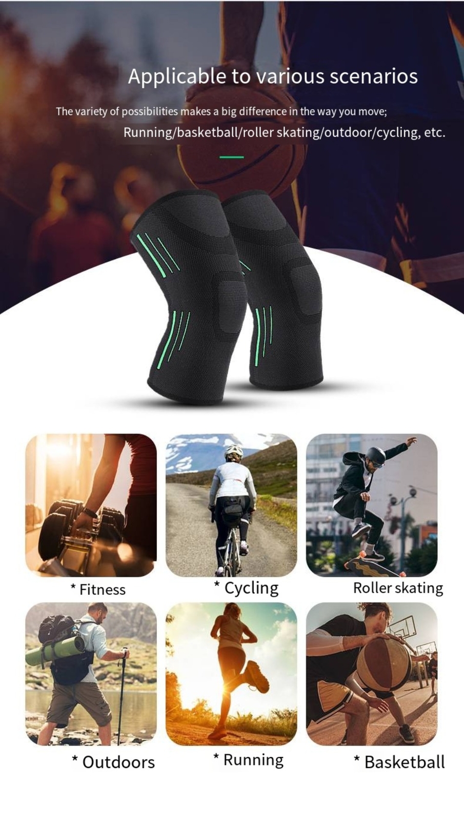 Outdoor Knitting Sports Knee Pads Fitness Running Bandage Compression Knee Pads