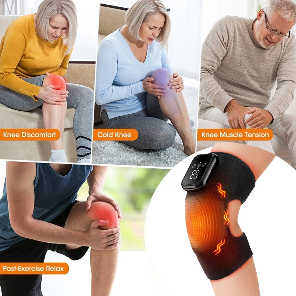 Electric Knee Massager for Pain Relief with 3 Vibration Modes, 3 Heating Levels