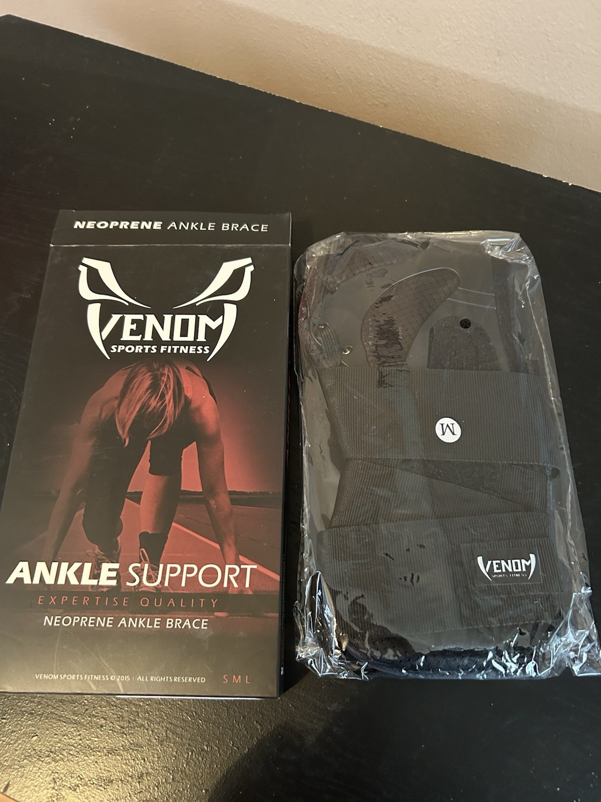 Venom Sports Fitness Ankle Brace Neoprene Lace Up Compression Medium. New in box