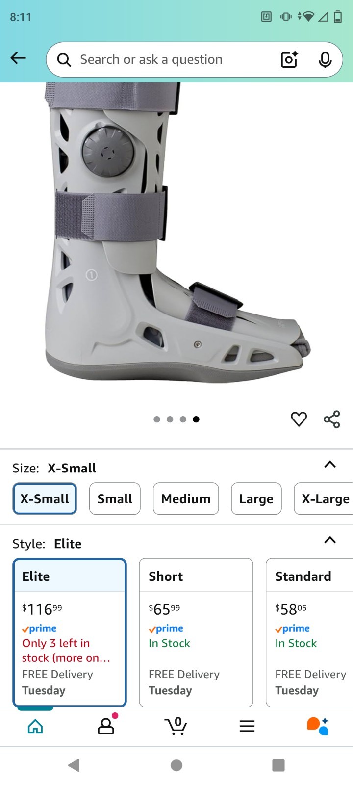New Aircast AirSelect Elite Walker Foot Brace Walking Boot X-Small 01EP-XS