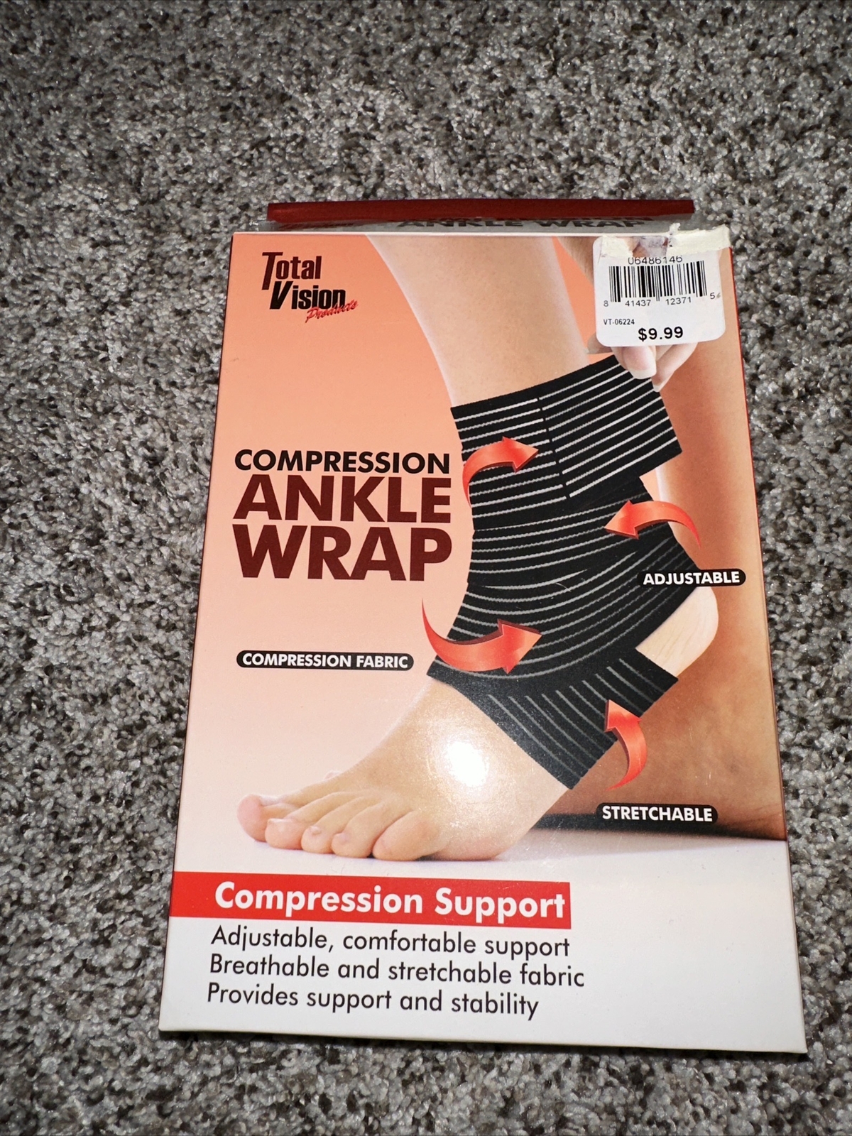 Compression Ankle Wrap One Size Fits All, By Total Vision
