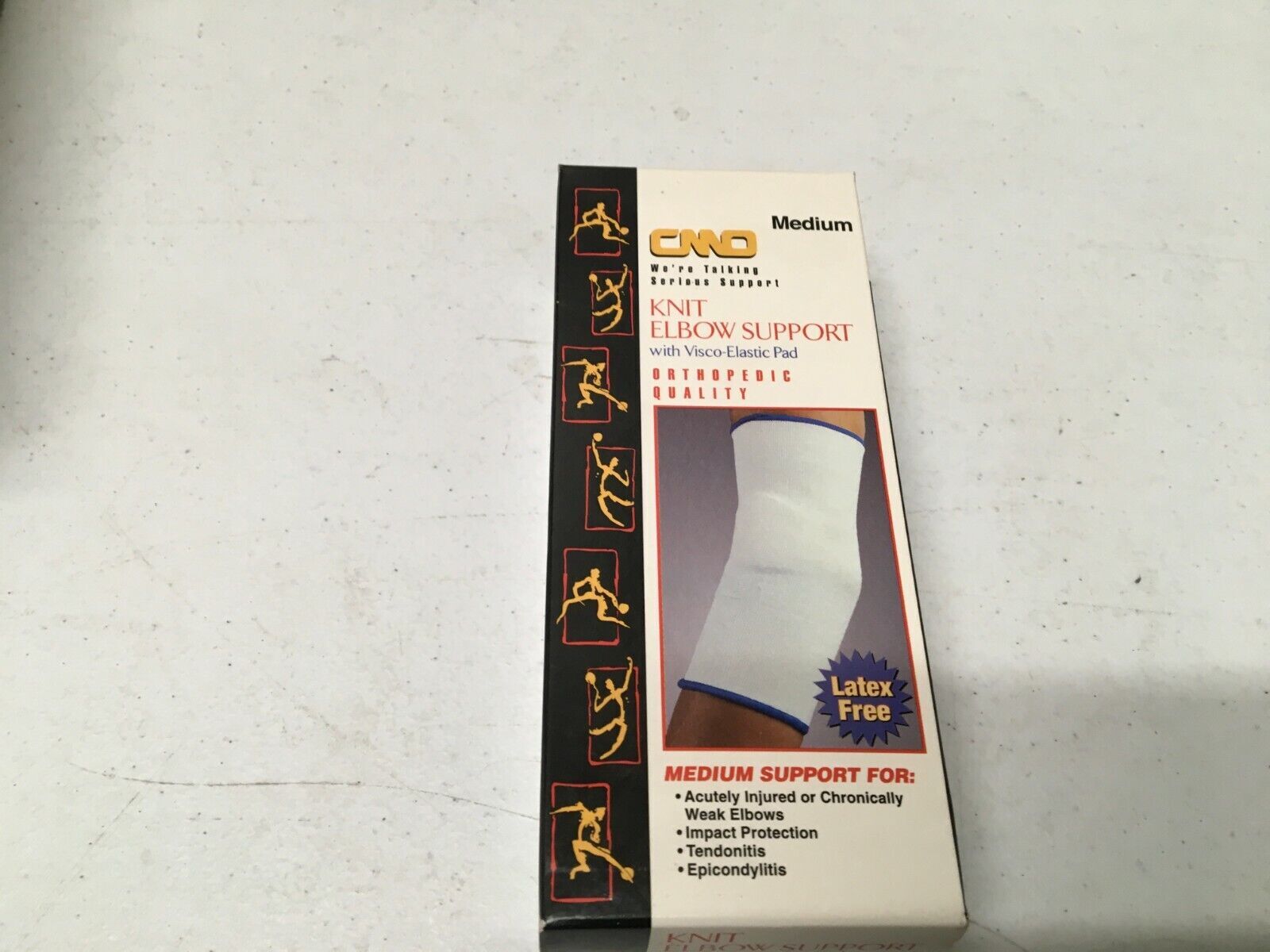 CMO KNIT ELBOW SUPPORT WITH VISCO ELASTIC PAD – WHITE ORTHOPEDIC QUALITY MEDIUM