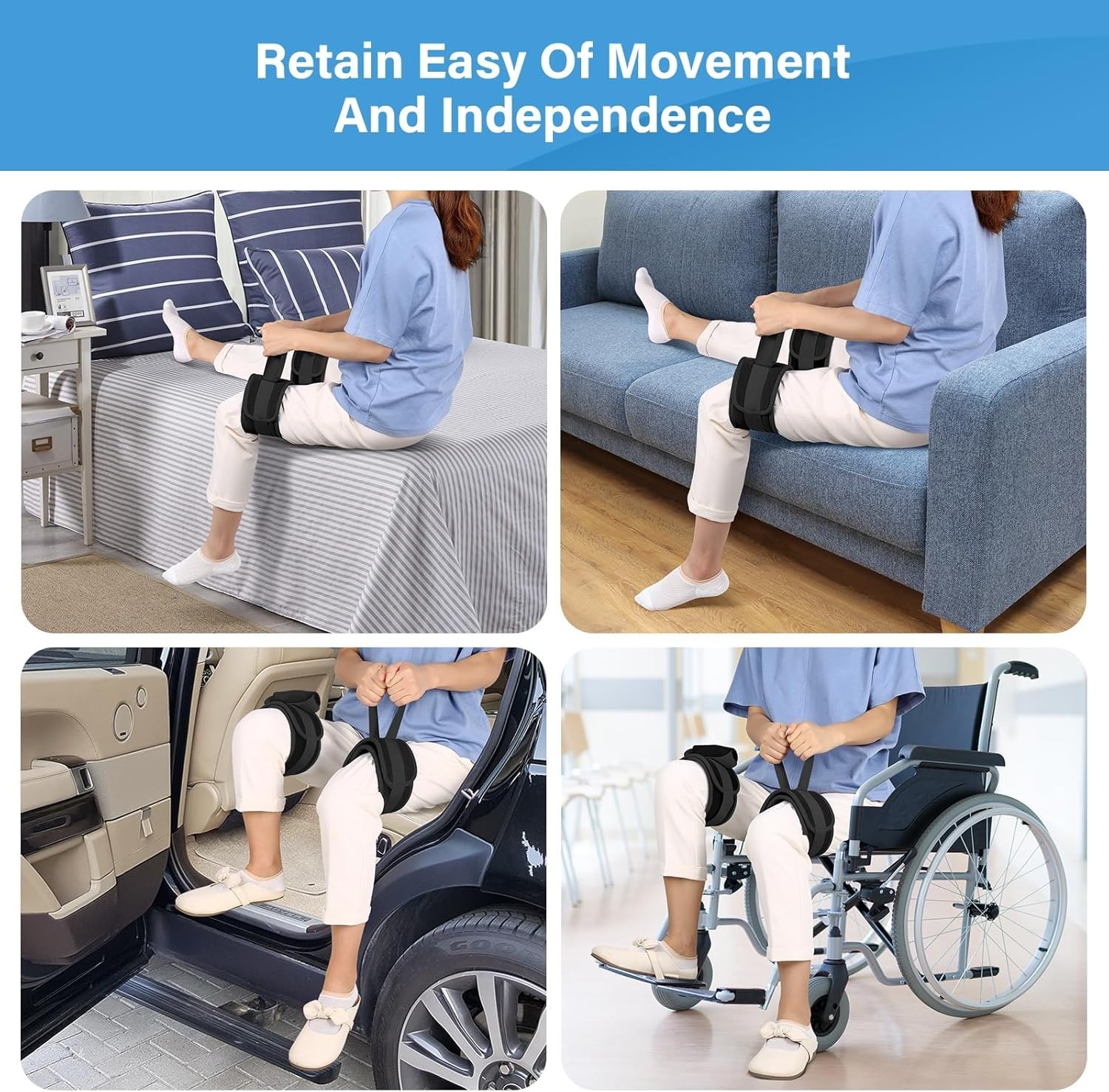 Adjustable Thigh Lifter Straps with Padded Grip for Limited Mobility Support
