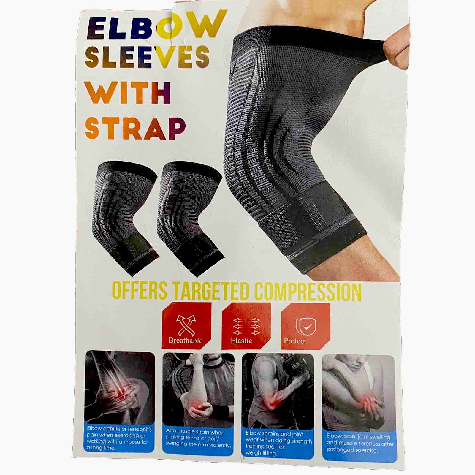 Elbow Brace Elbow Compression Sleeves HiRui 2 Pk Unisex Adjustable Strap L-XL