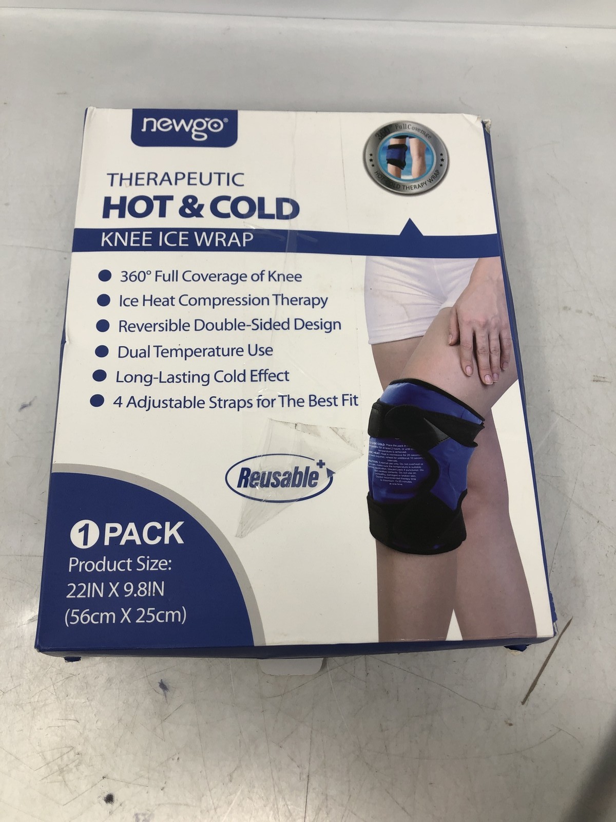 Newgo Therapeutic Hot & Cold Knee Ice Wrap Reusable 4 Straps 22IN