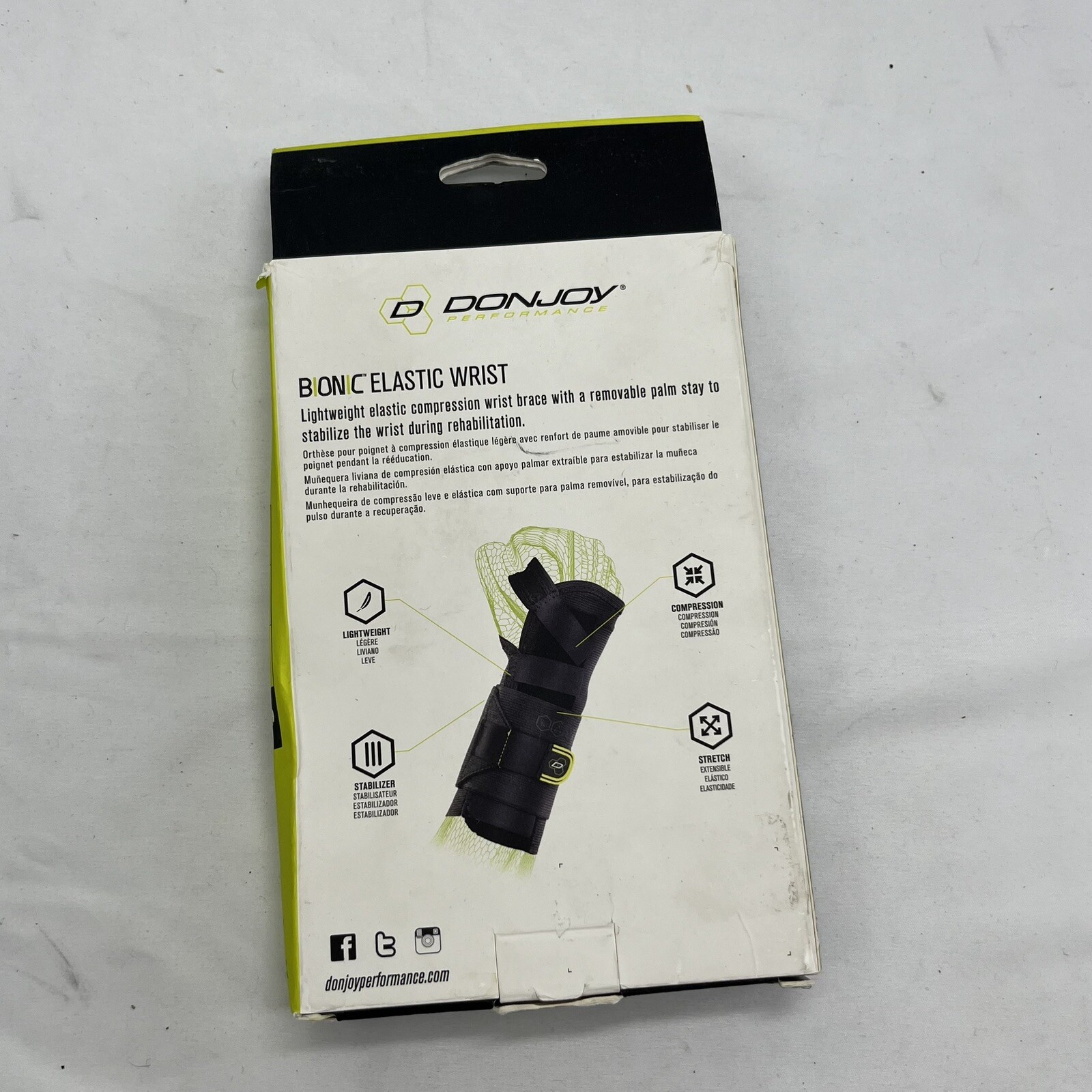 DonJoy Performance Compression Wrist Brace Size XS/S LEFT Bionic Elastic Wrist