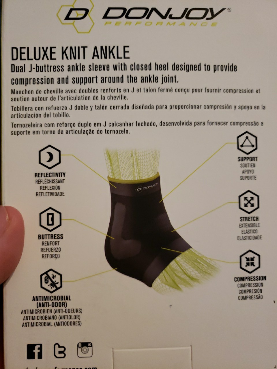 DonJoy Performance Size Medium 4-Way Stretch Knit Ankle Sleeve J Stabilizers