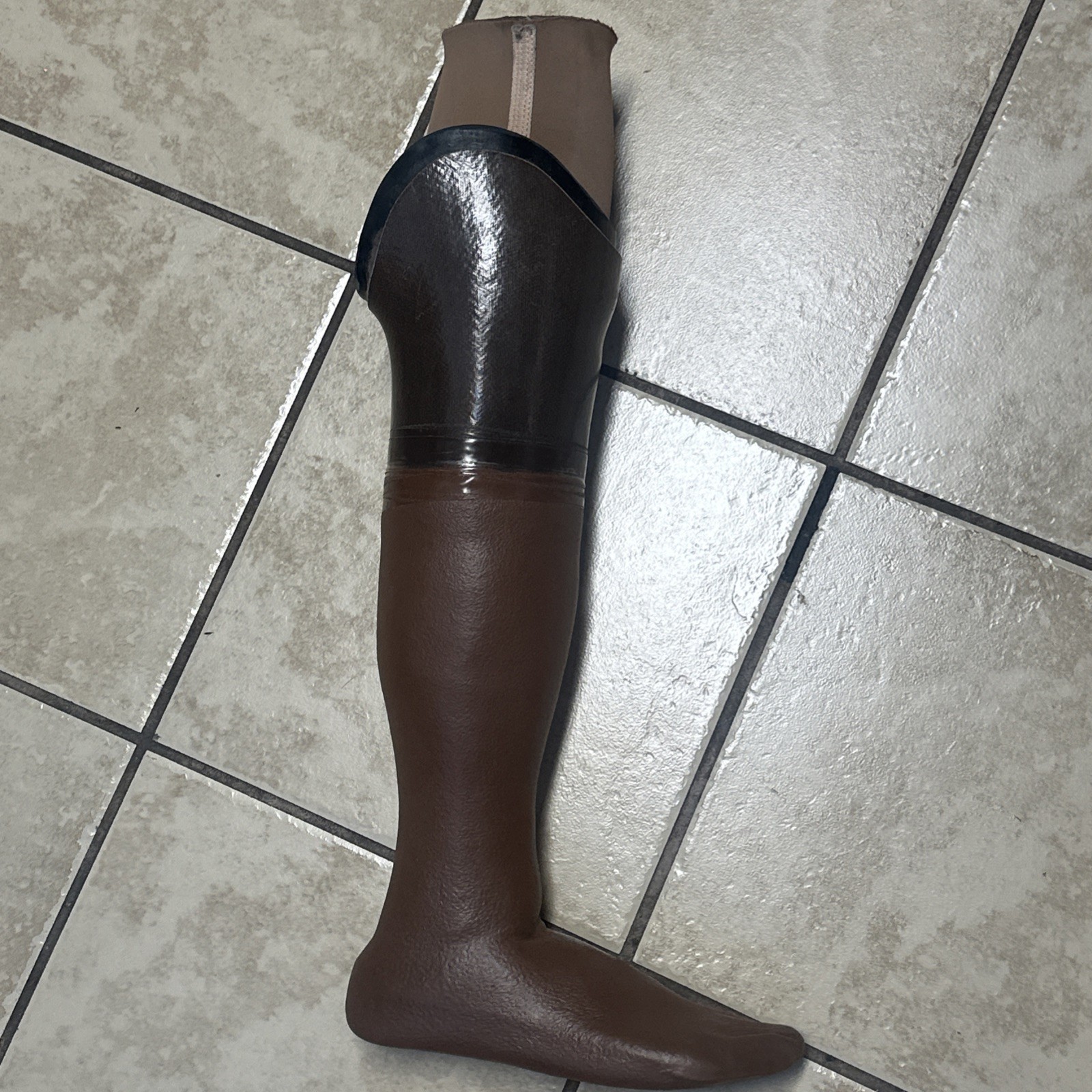 Vintage Prosthetic Leg Right Above Knee Melanated Dark Skin Rubber Carbon Fiber