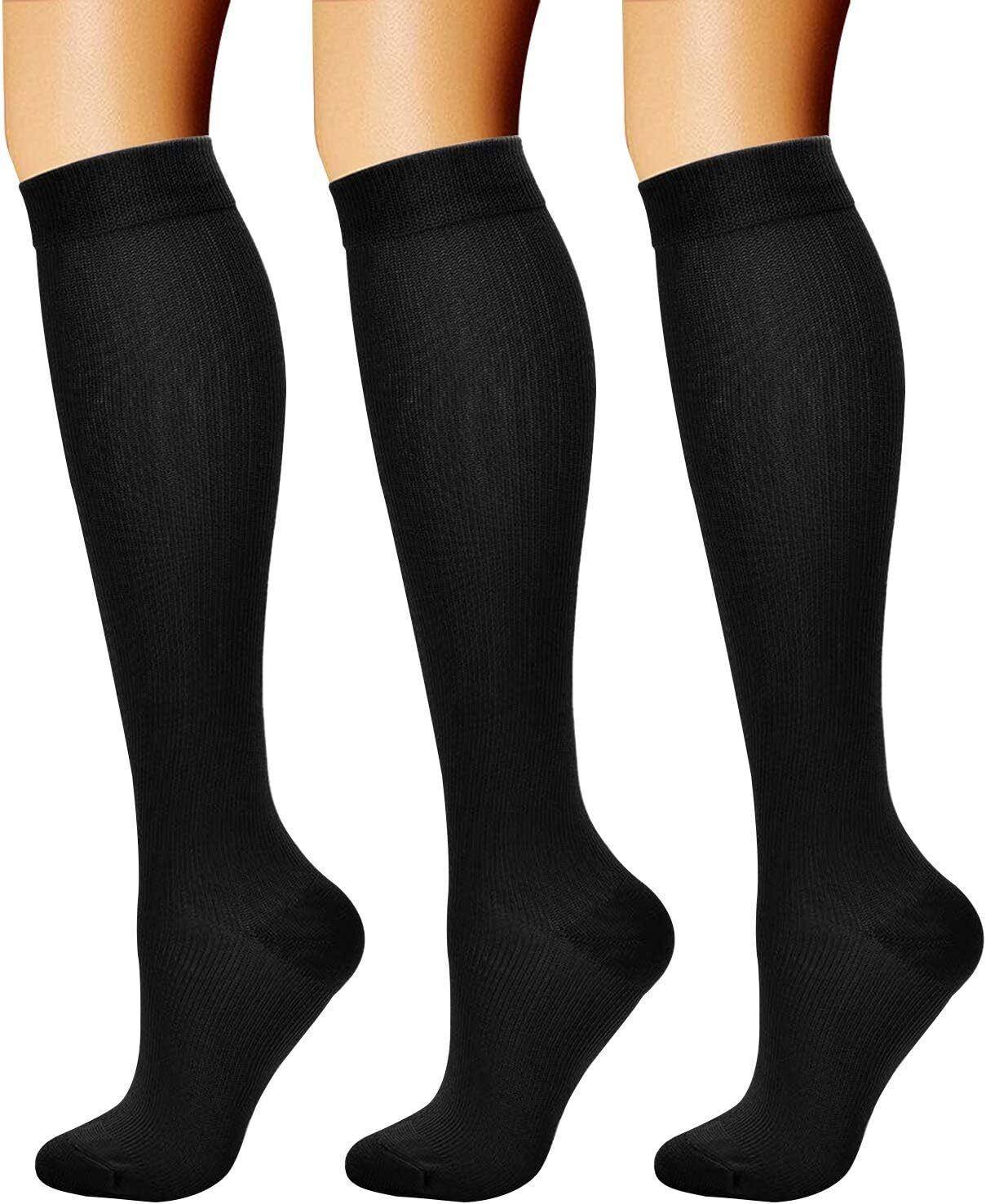 3 Pairs Compression Socks for Women&Men Circulation Knee High Stockings