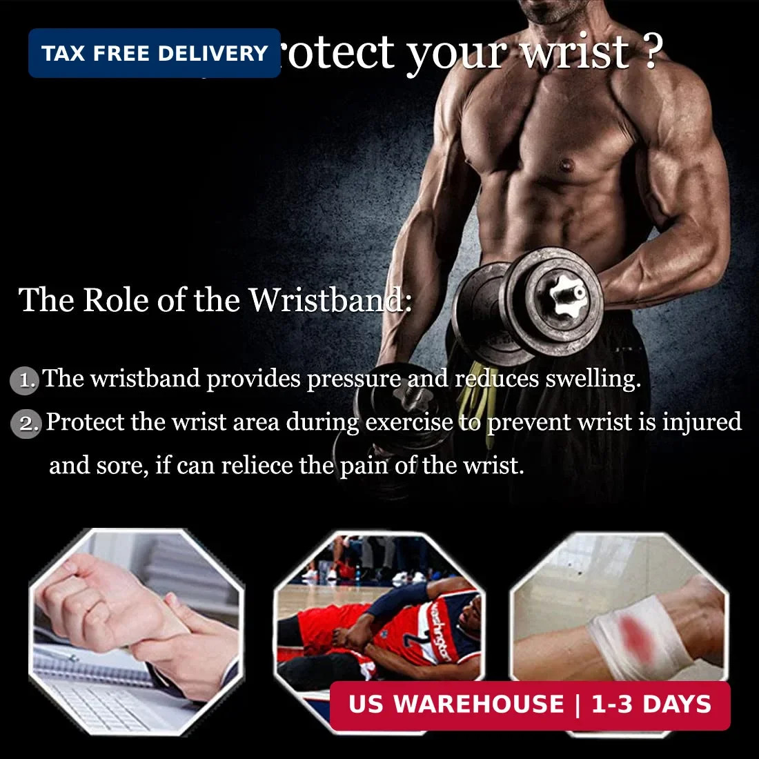 YUNYILAN 2 Pack Wrist Brace Adjustable Wrist Support Wrist Straps for Fitness We