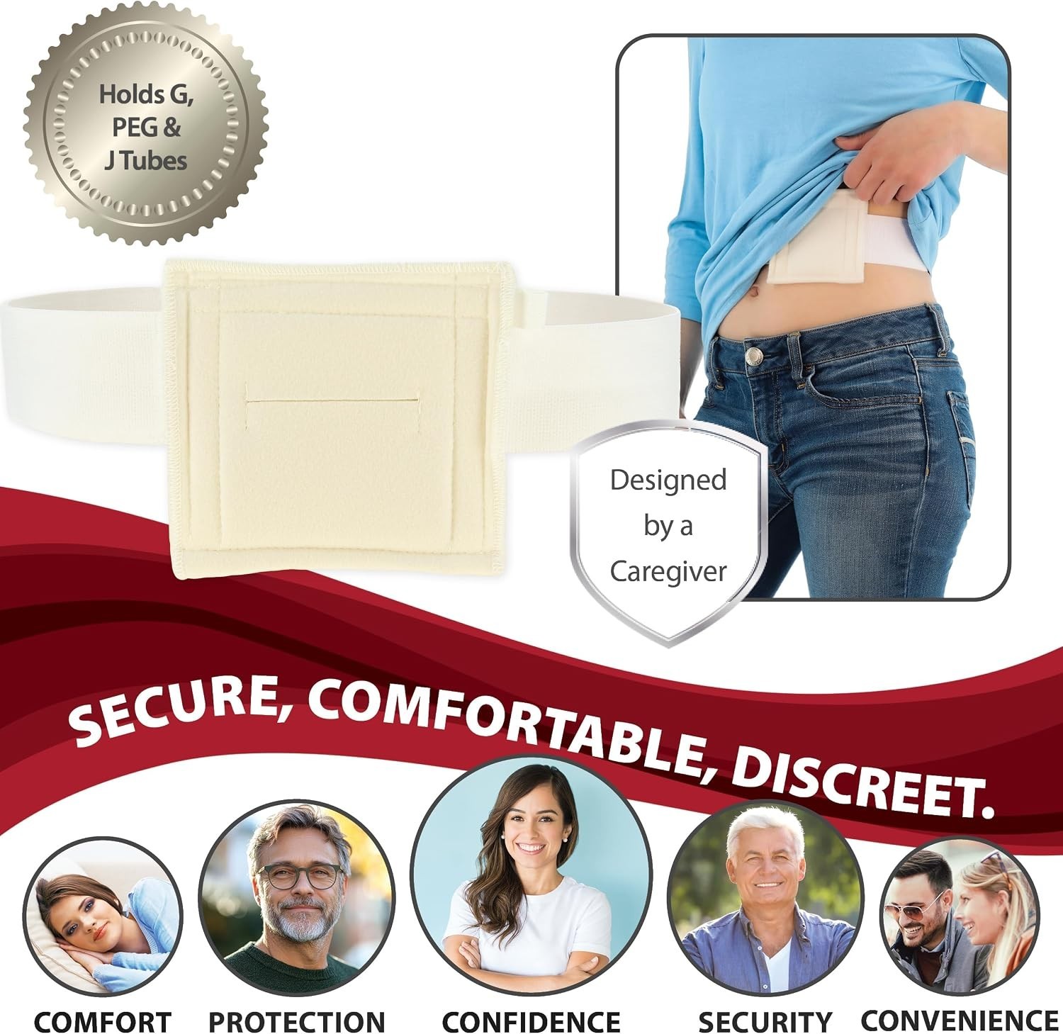 Comfortable G-Tube Holder for PEG & J Tubes – Adjustable, No Latex (SM 30-45 in)