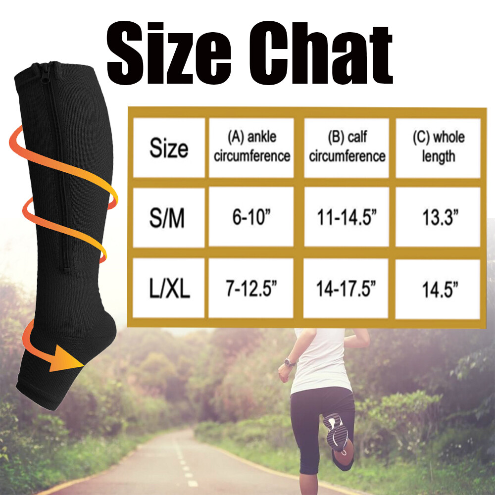 Zip Up Knee High Compression Socks DVT, Shin Splints for Circulation Support