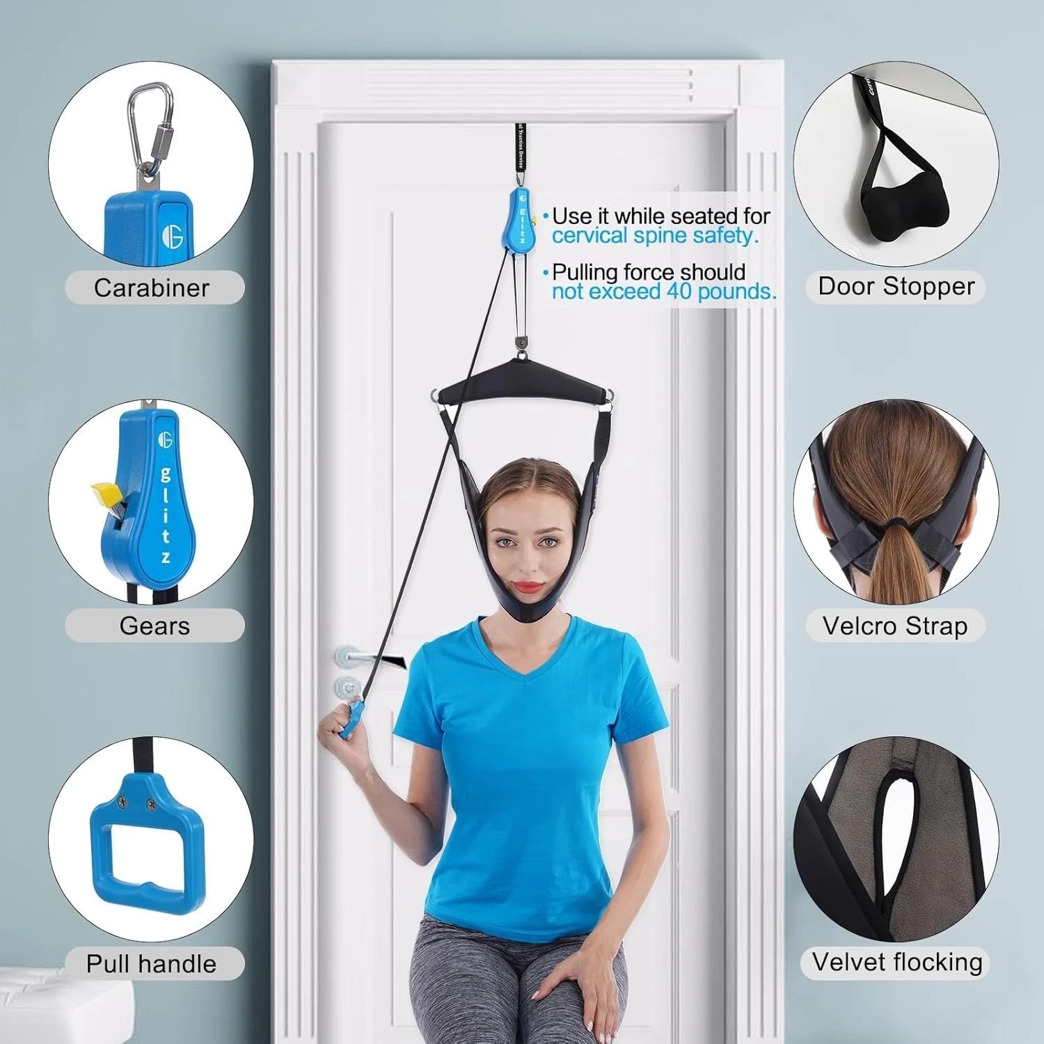 Cervical Neck Traction Device for Home Use, Portable Neck Stretcher Hammock O…