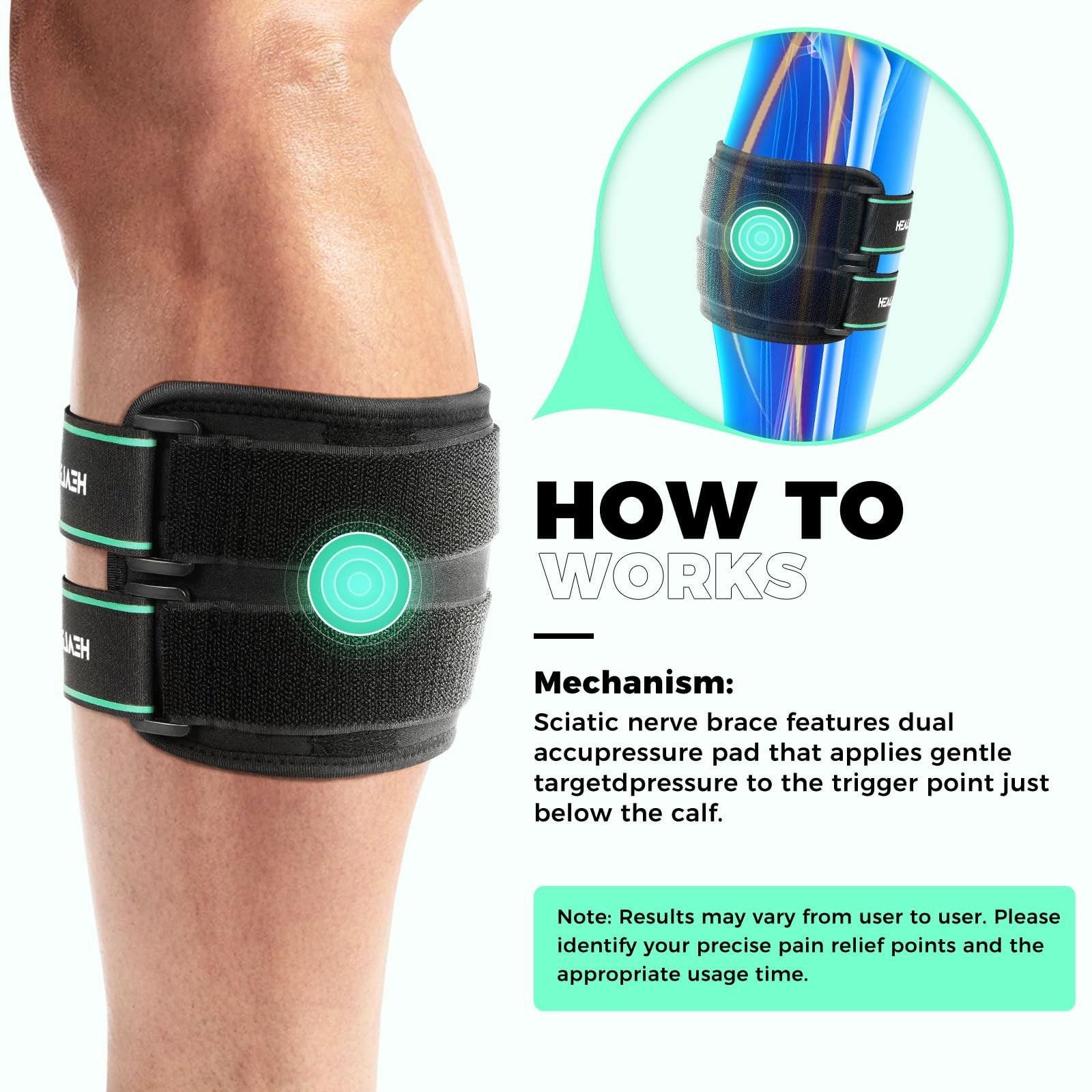 Sciatica Pain Relief Knee Brace with Compression Pads for Lower Back & Hip Suppo