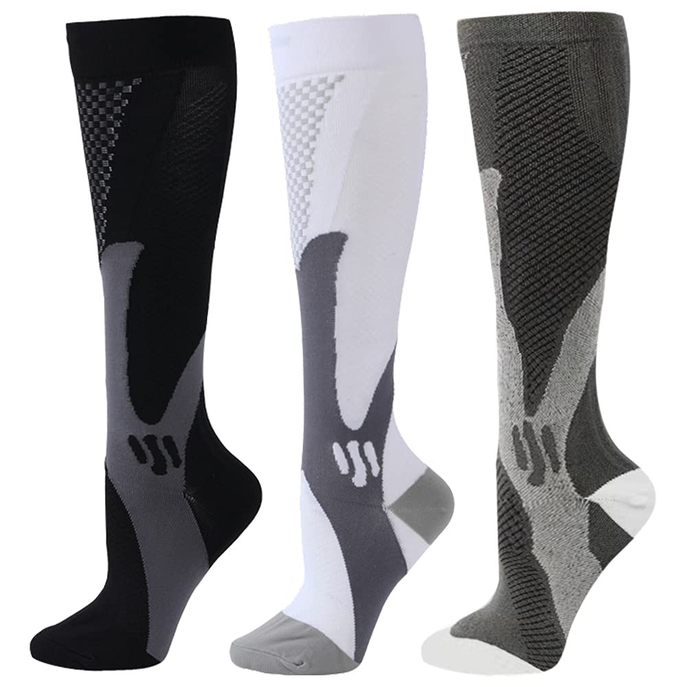 3 Prs Sport Compression Socks Men,20-30mmhg Nurse Socks for Edema