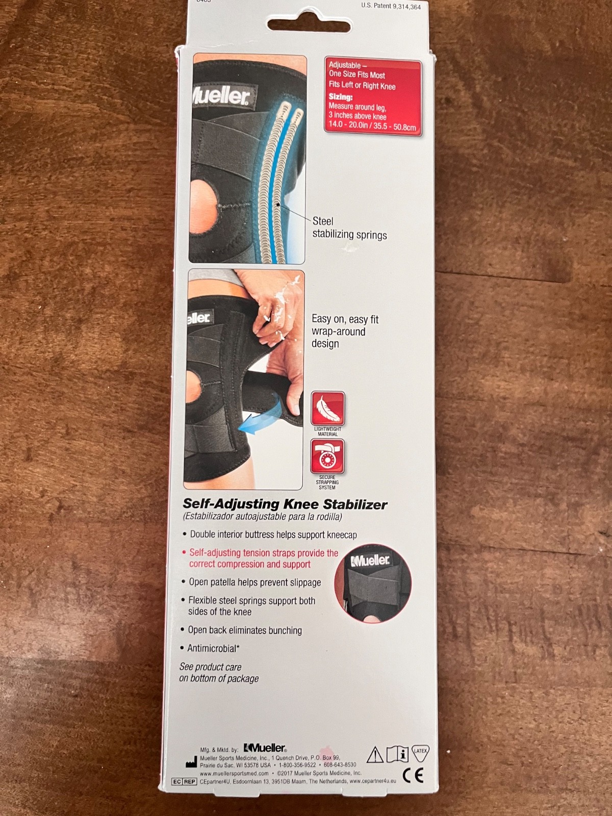 Mueller Self Adjusting Knee Stabilizer Black One Size Fits Most – New!