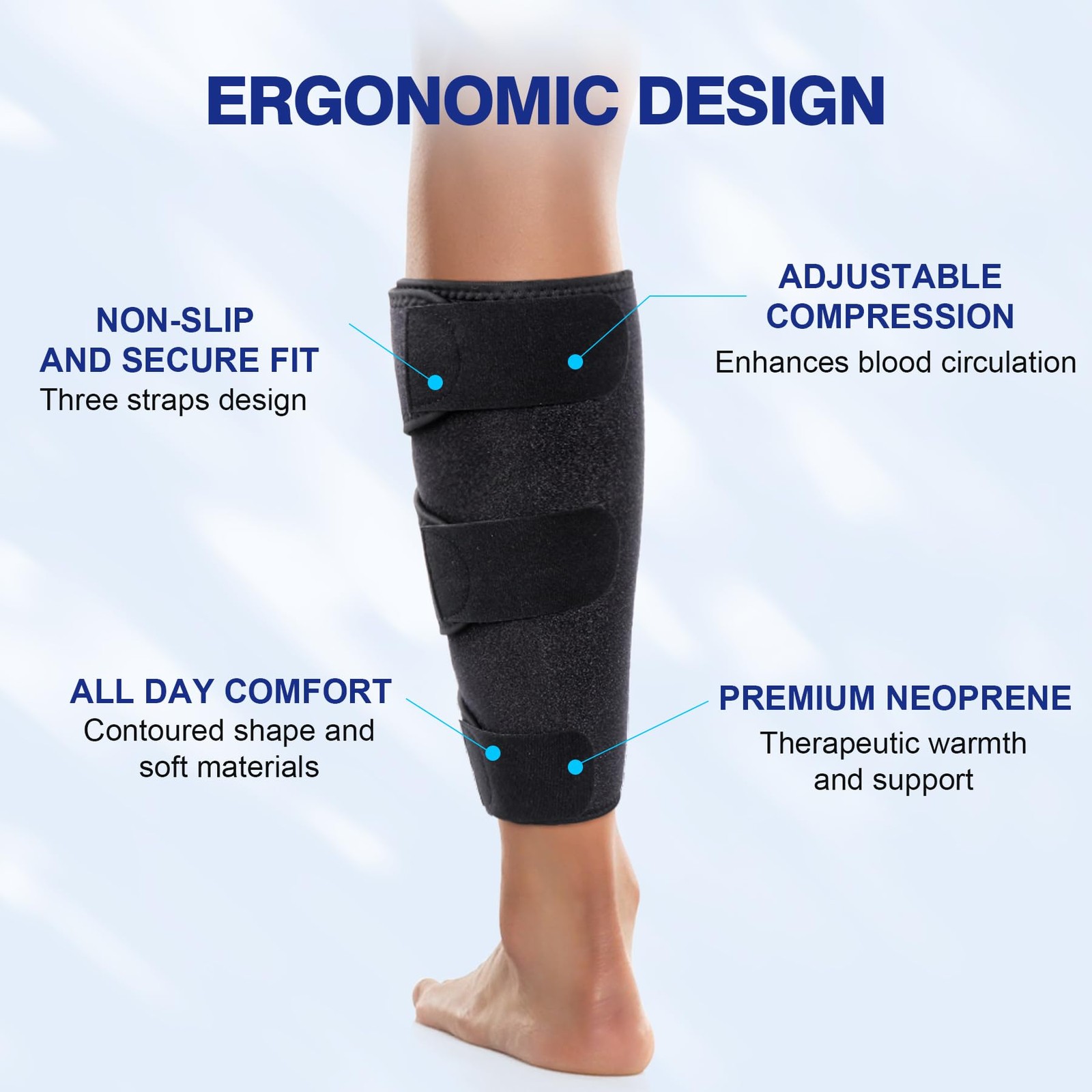 Neoprene Calf Compression Brace, Adjustable Wrap for Muscle Strain, Shin Spli…