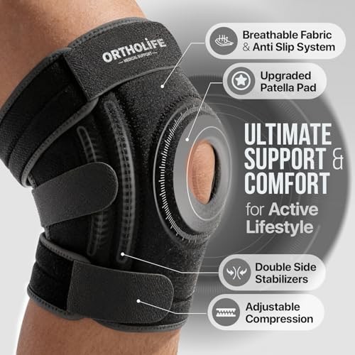 Knee Brace for Women and Men with Patella Gel Pad & 4 Side X-Large Gray