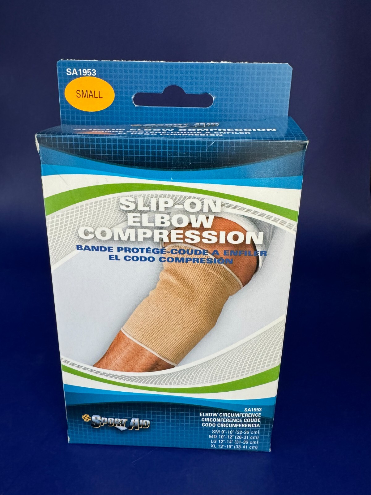 Sport Aid SA1953 Slip On Elbow Compression Support Latex Free Small Medim Large
