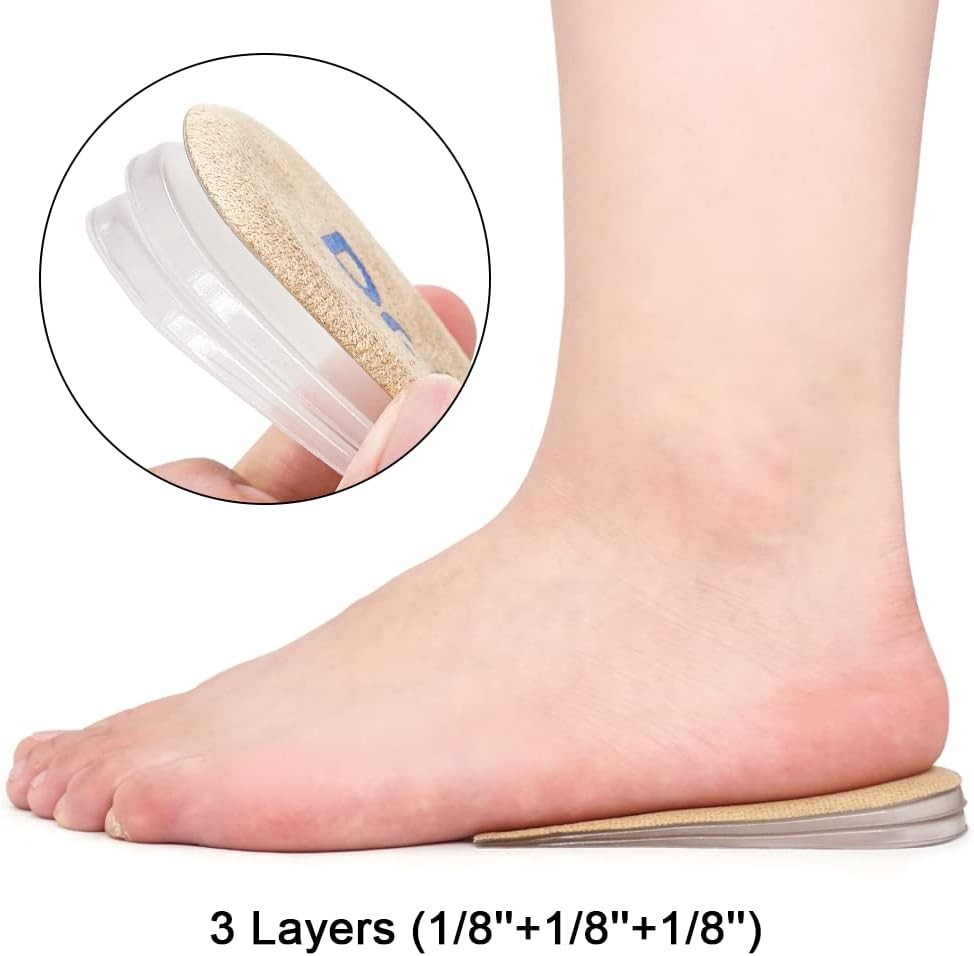 Comfortable Gel Heel Lift Inserts – 3 Layer Anti-Slip Design for All Shoe Types
