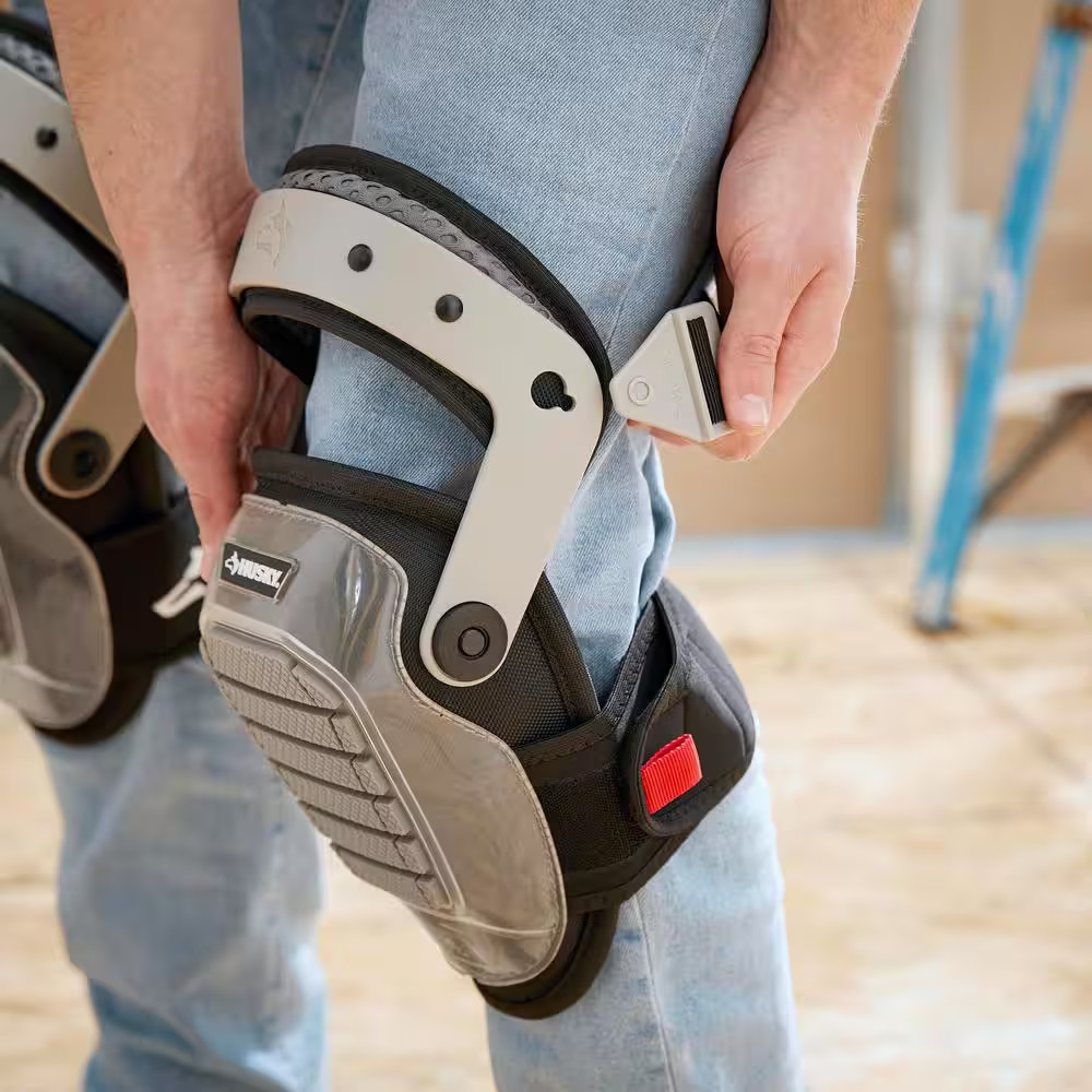 Gray Gel Soft Cap Articulating Hinge Knee Pad with Adjustable Straps