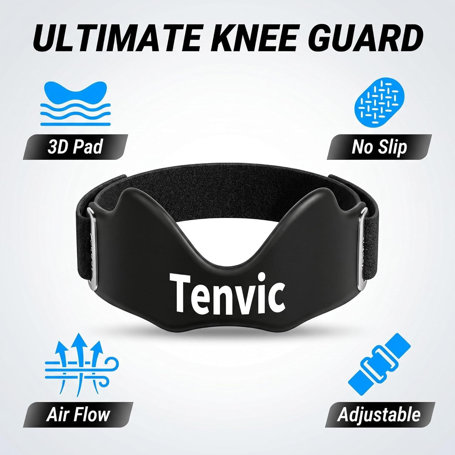 Knee Strap, Adjustable Patella Tendon Support Band with 0.3in 3D Silicone Airbag