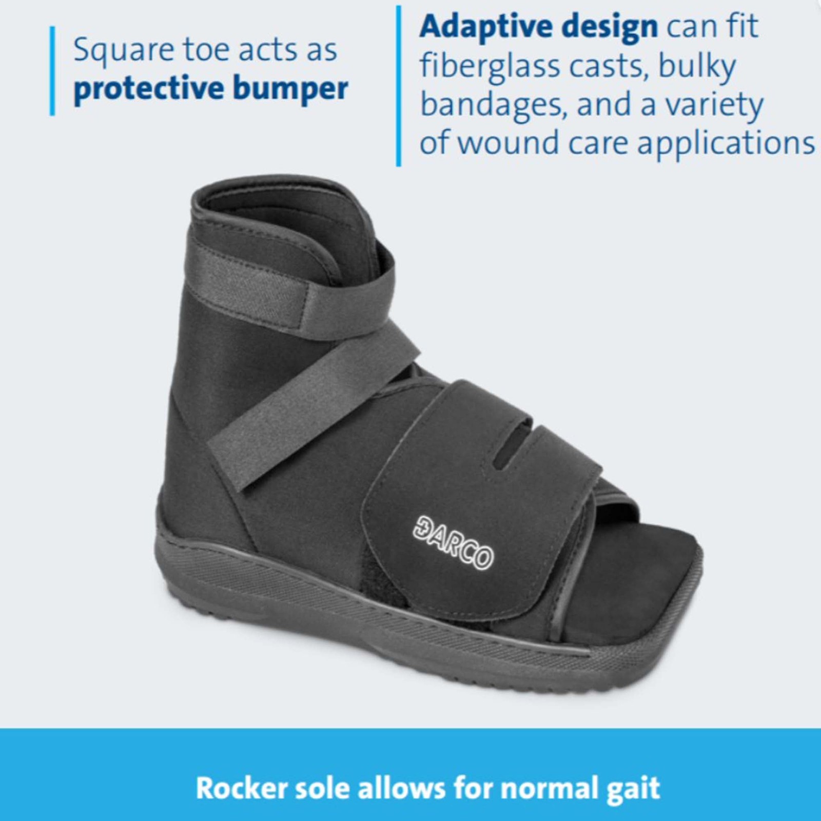 SlimLine Black Cast Boot Medium Hook and Loop SLQ2B