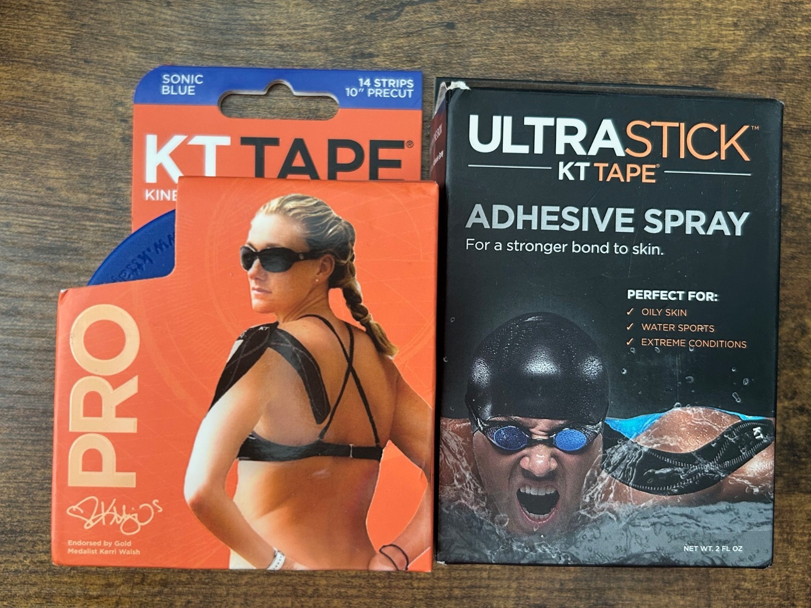 KT Tape Kinesiology Therapeutic 14 Strips 10″ Precut Sonic Blue UltraStick Spray