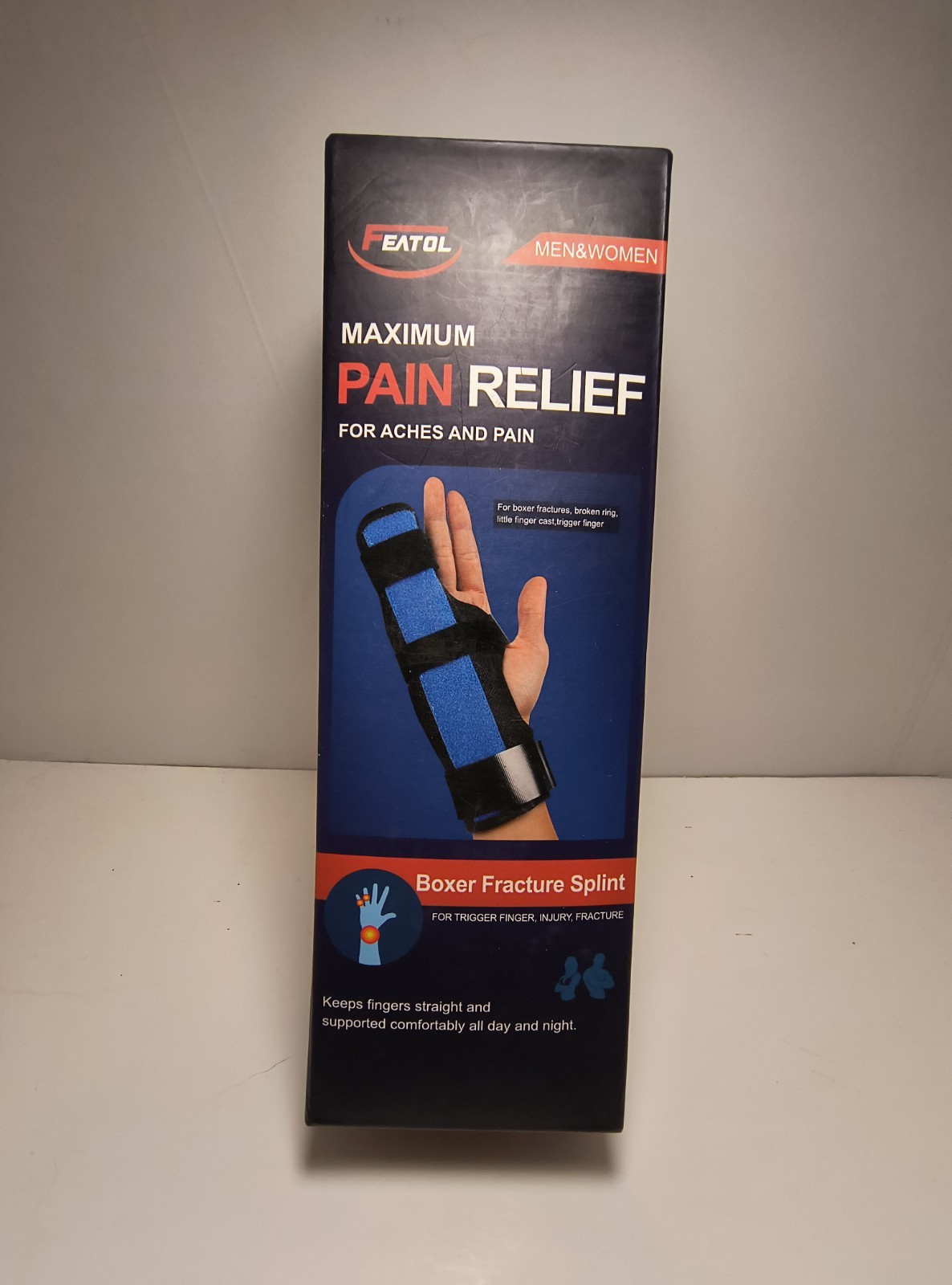 Featol Boxer Fracture Splint For Trigger Finger Injury, Medium/Large Left Hand