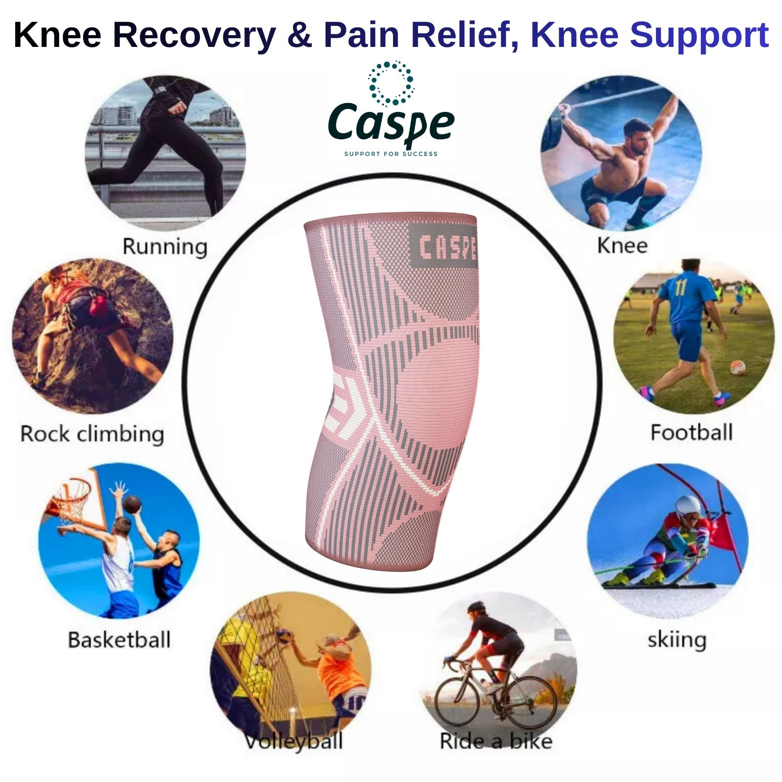 Caspe 2pcs Knee Brace for Women Knee Support Compression Sleeve Knee Joint Brace