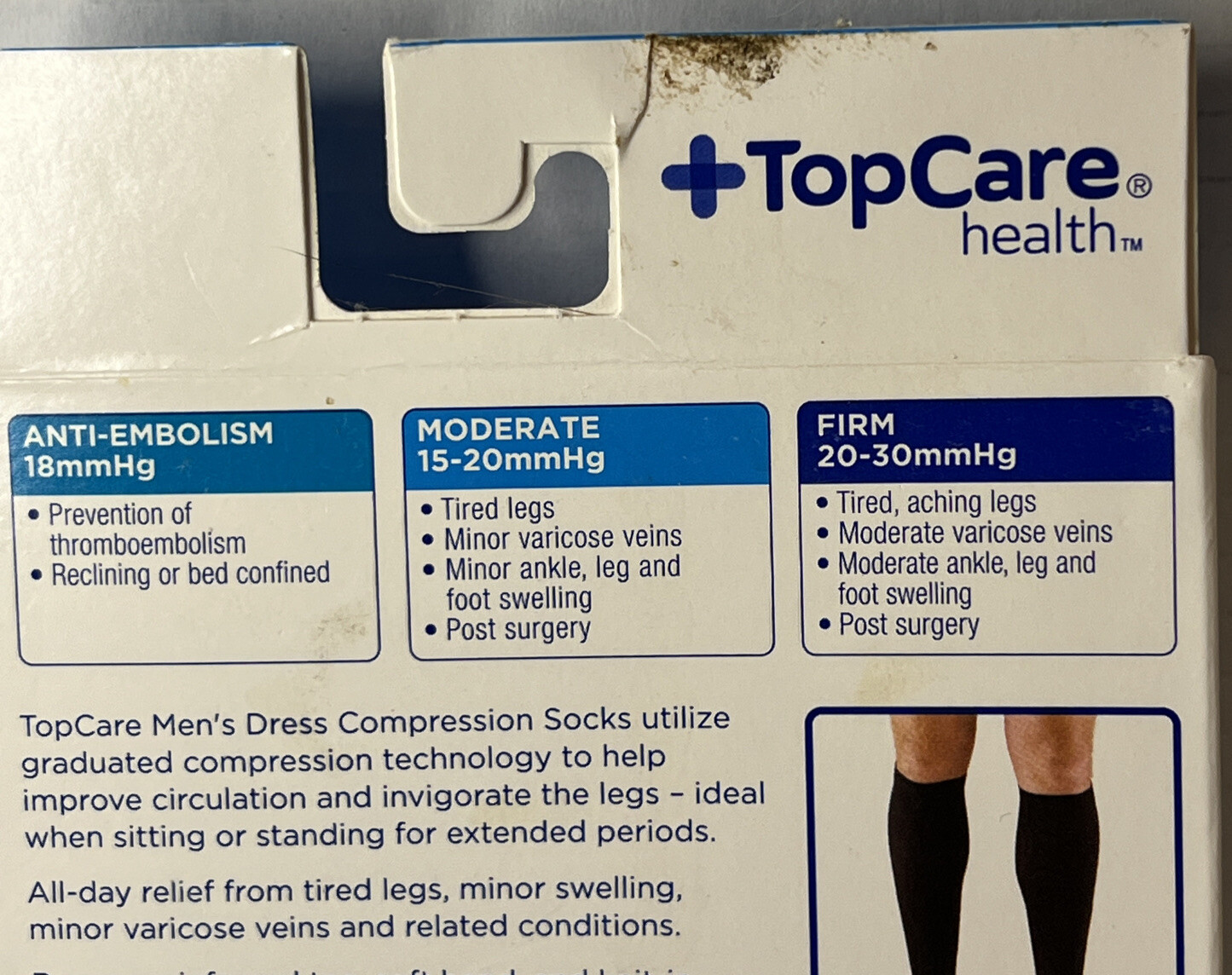 Top Care Health Men’s Dress Socks Closed Toe 15-20mmHg (Black) Large