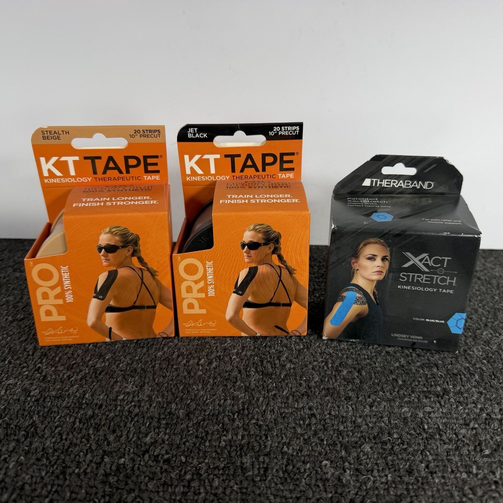 KT Tape Pro Synthetic Kinesiology Athletic Tape 20CT Precut 10” Jet Black Beige