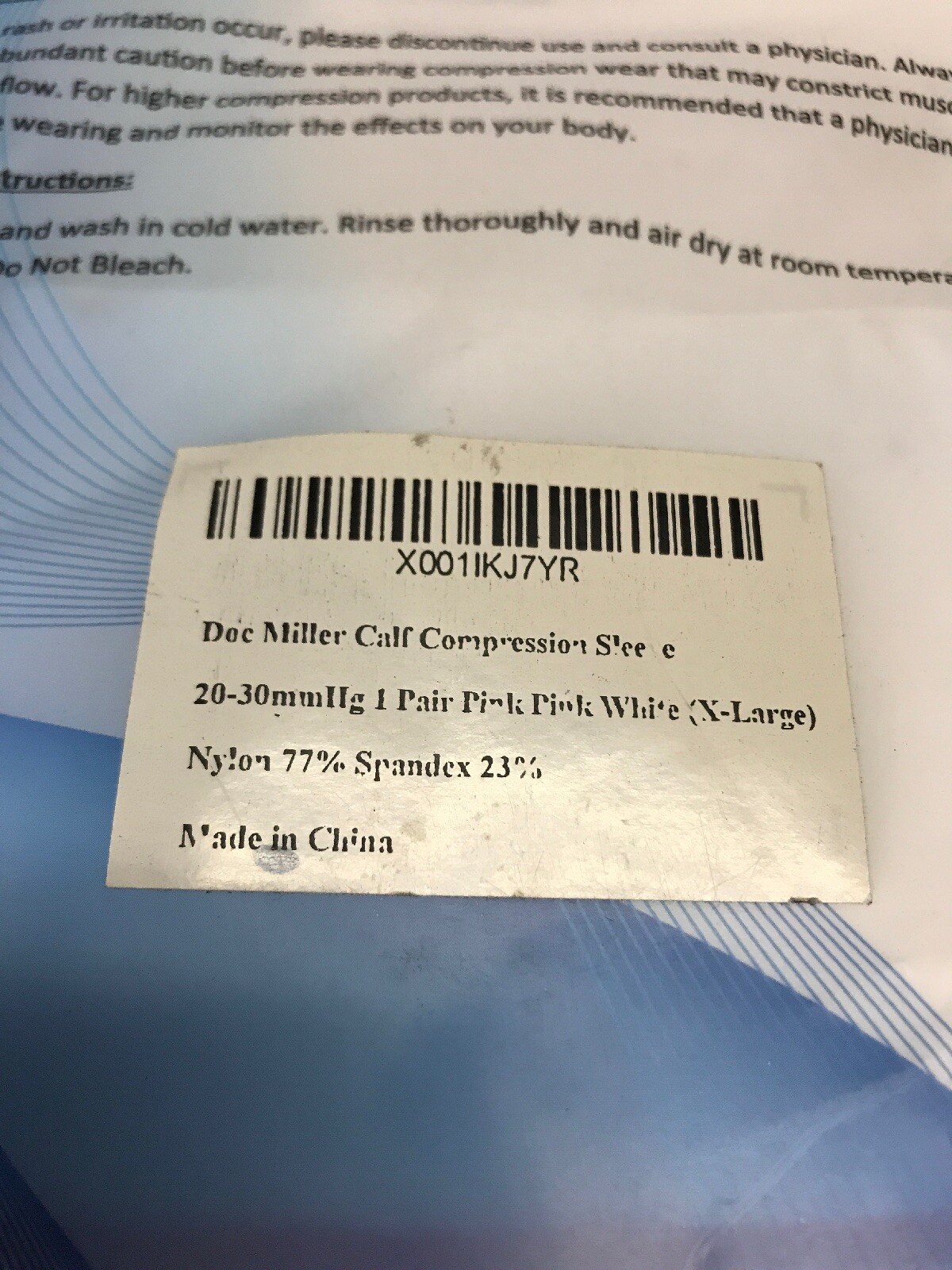 DOC MILLER CALF COMPRESSION SLEEVE 20-30 MMHG PINK X-Large 1 Pair Cc
