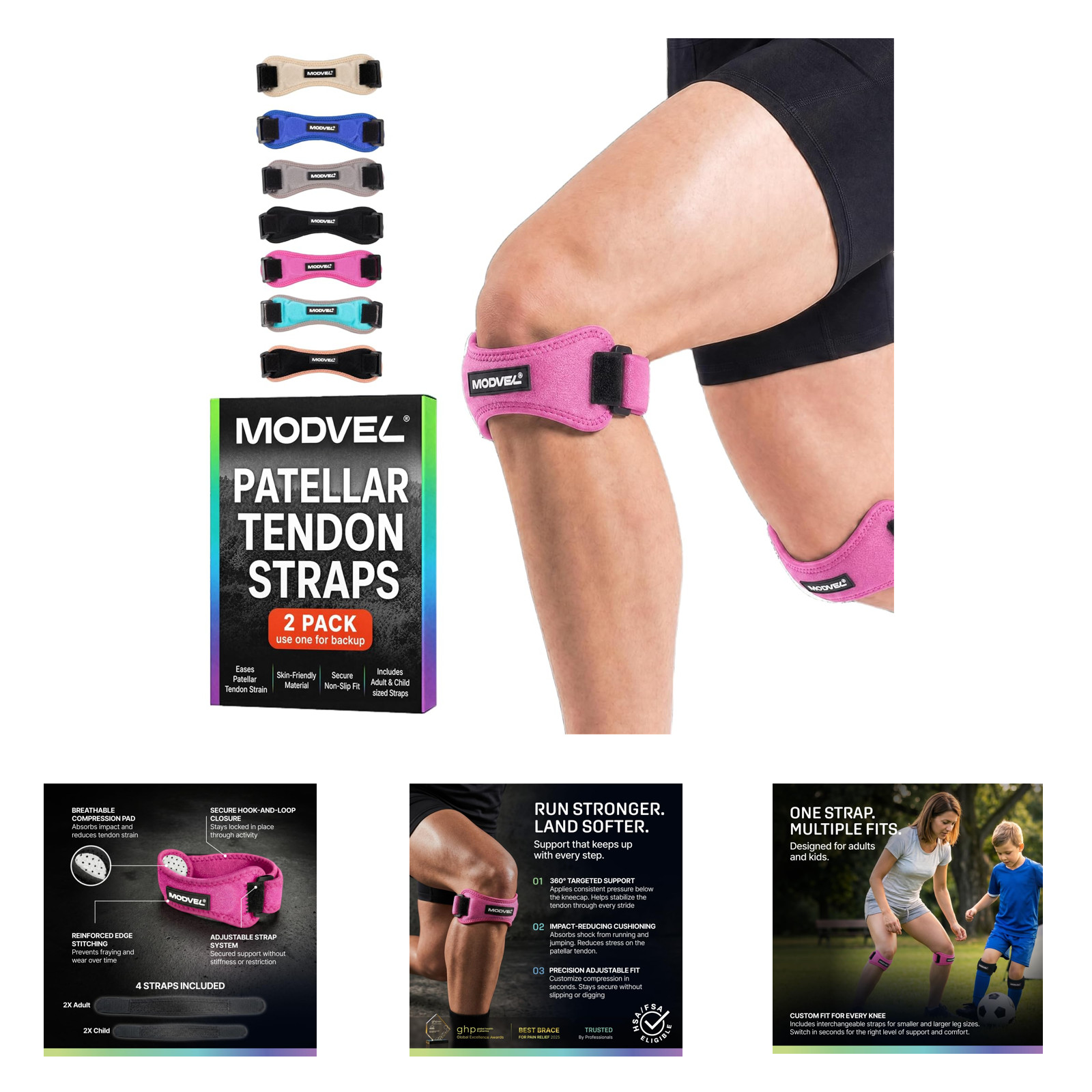 Knee Support Strap Patella Tendon Brace Band One Size Adjustable for Running
