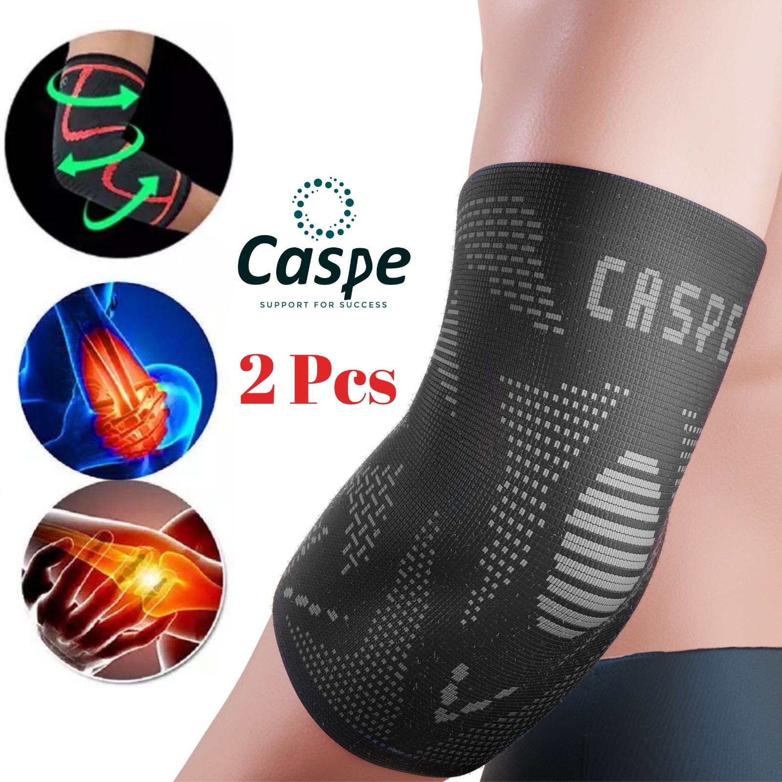 Caspe 2X Tennis Elbow Brace Support Sleeve Arthritis Tendonitis Arm Joint Pain