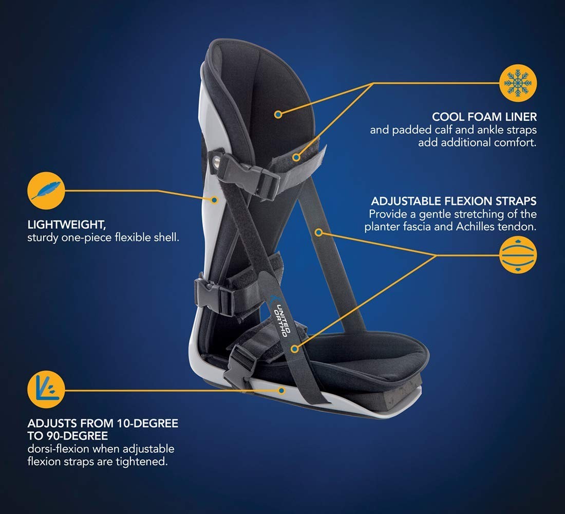 Adjustable Plantar Fasciitis Leg Support Brace for Right/Left Foot, Medium, Blac