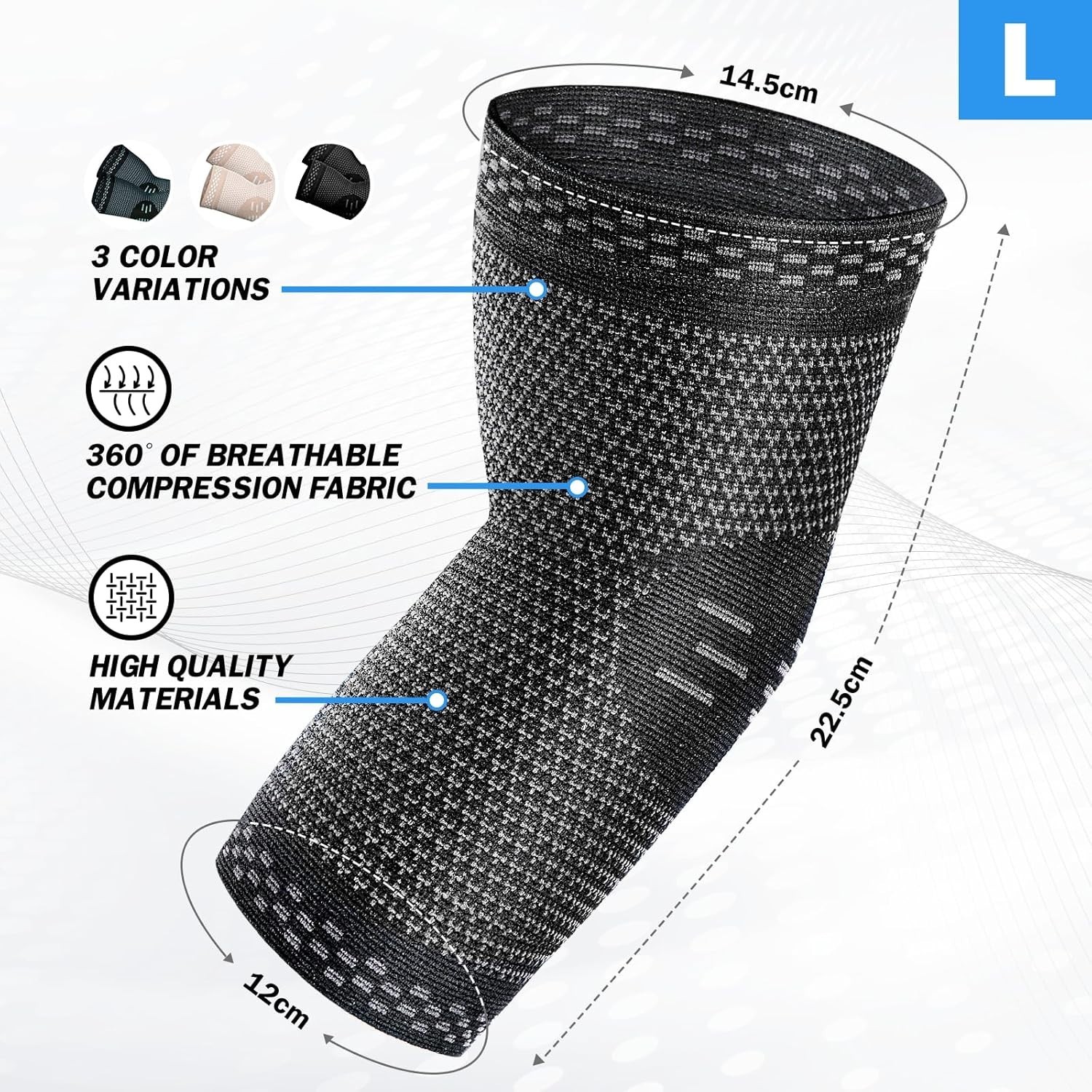 Pain Relief Elbow Compression Braces – Durable 2-Pack for Active Lifestyles – L