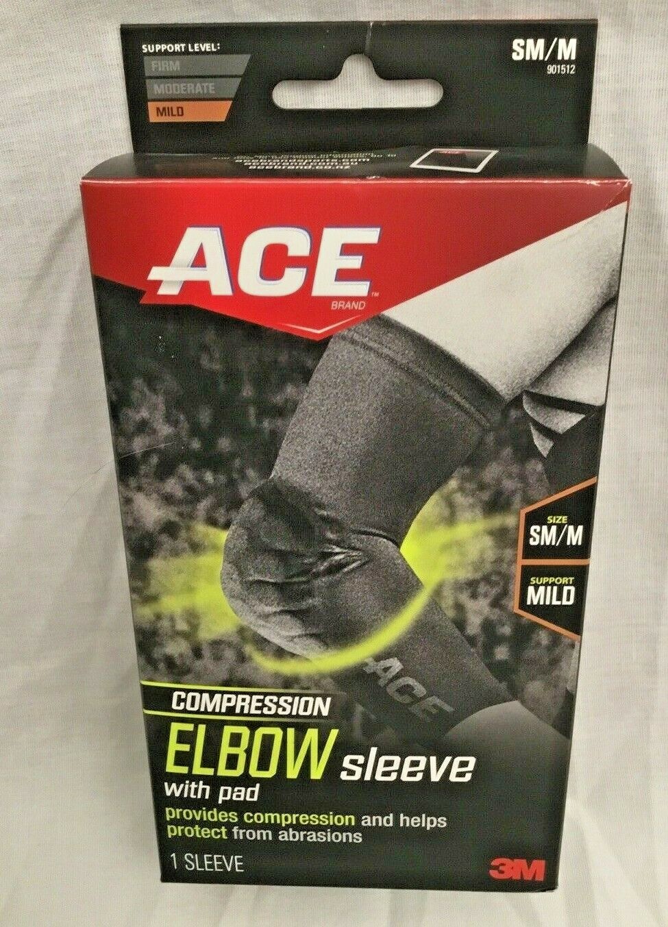 ACE Compression Elbow Sleeve with Pad Abrasion Protection Size SM/M Mild Support