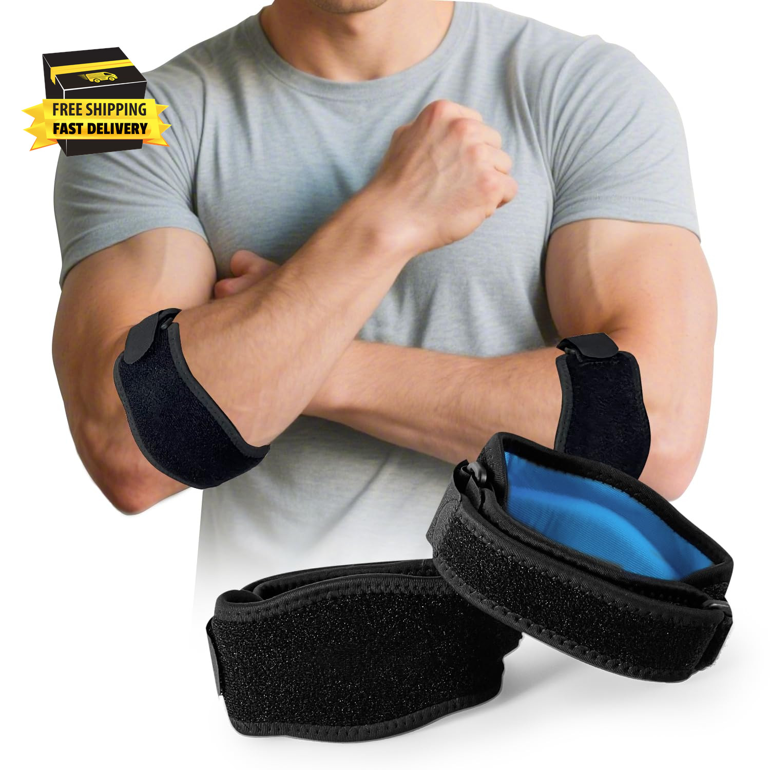 Elbow Brace 2 Pack Men Women Golfers Tennis Pain Relief for Tendonitis Adjustabl