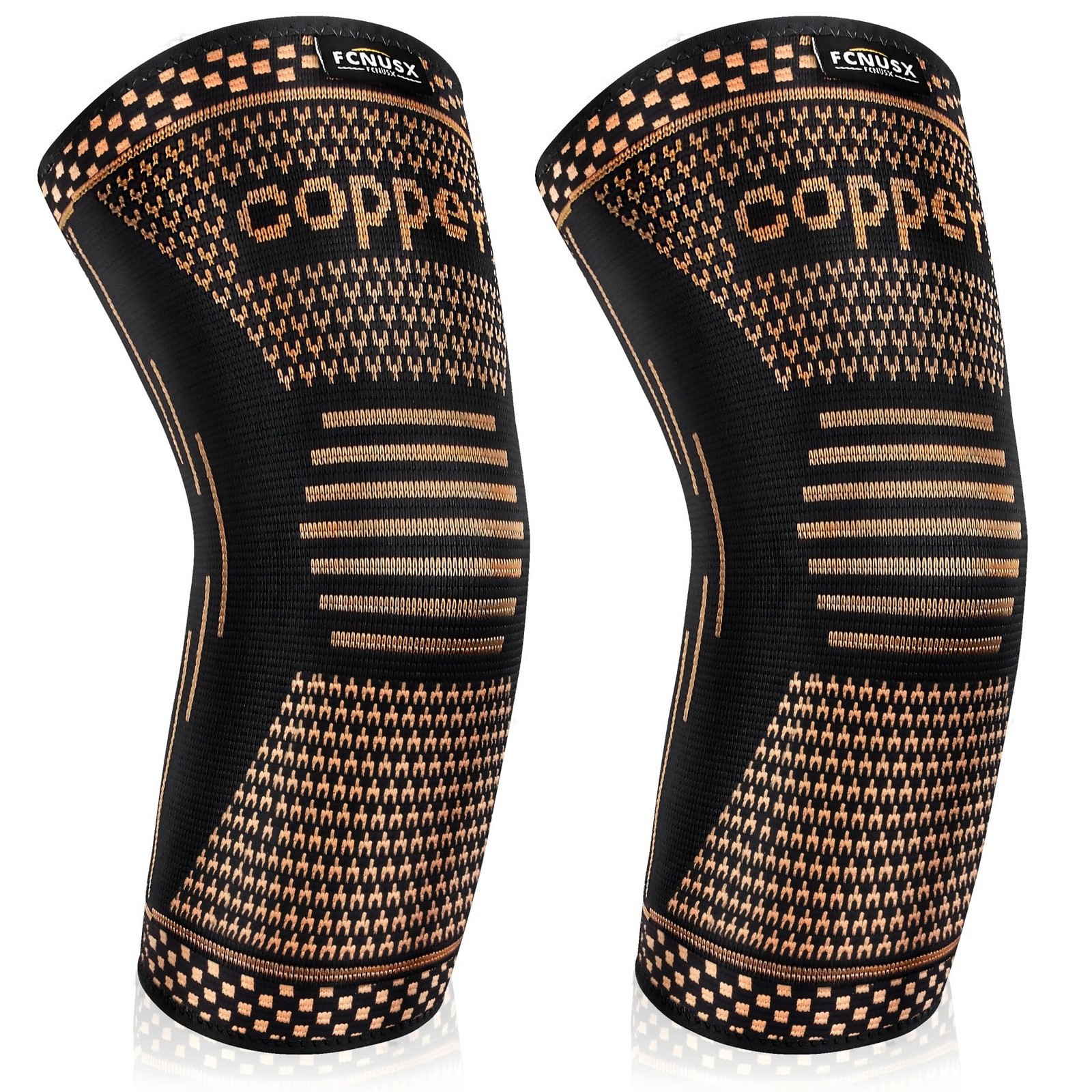 FCNUSX Copper Elbow Brace Compression Sleeves for Pain Relief Medium, Black