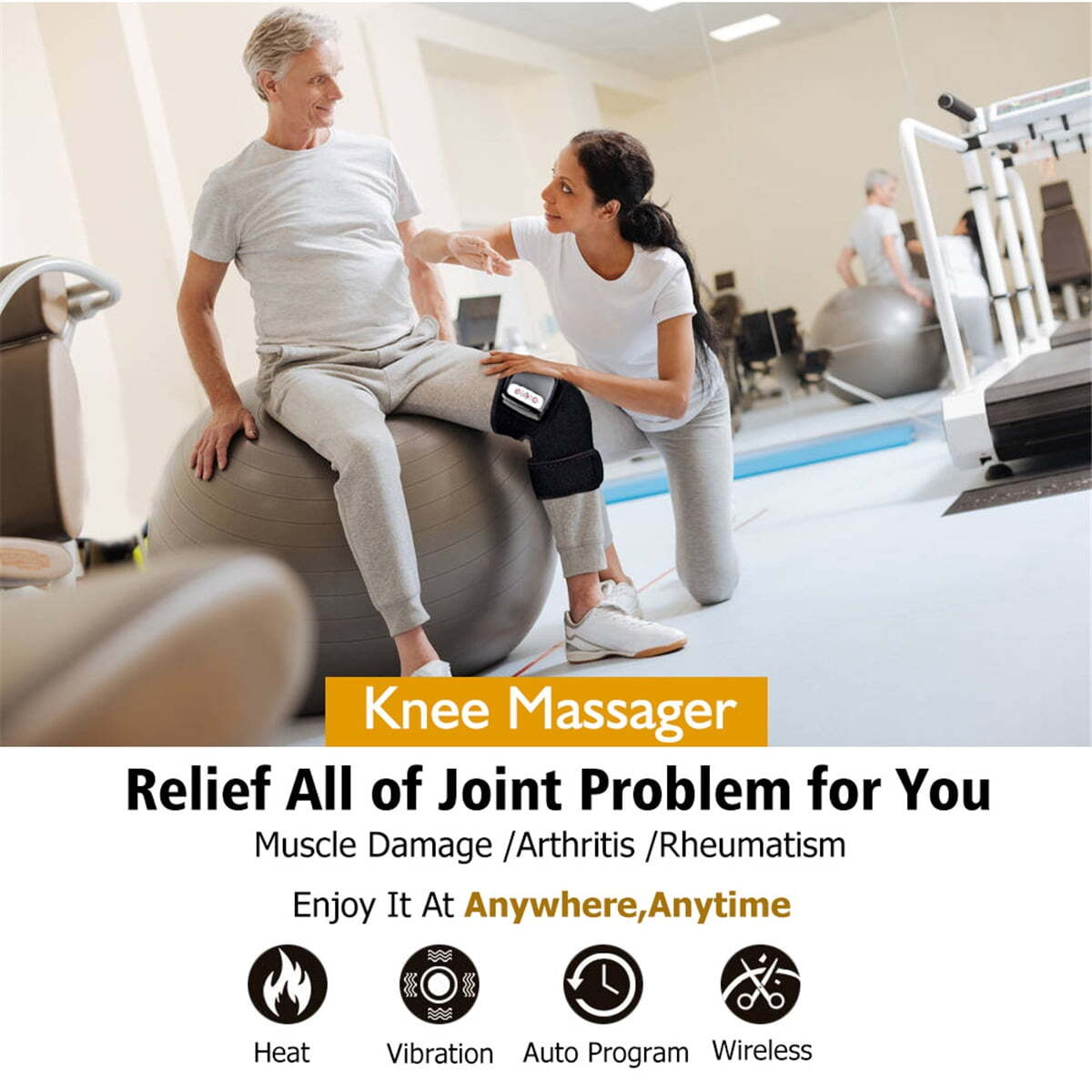 1/2 Pack Heated Knee Brace Wrap Braces Massager for Arthritis Knee Pain Therapy