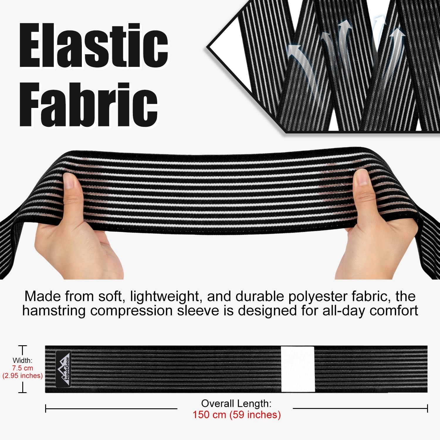 Elastic Thigh Support Sleeves – 2 Pack Black Compression Wraps for All-Day Use