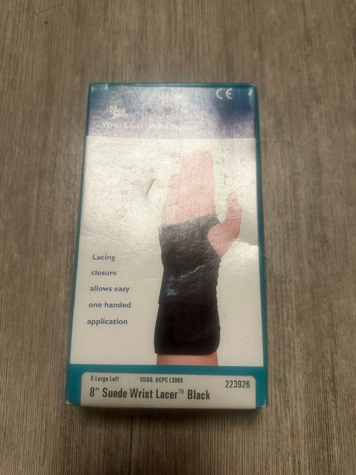 Med Spec 8″ Suede Wrist Lacer Black X-Large Left