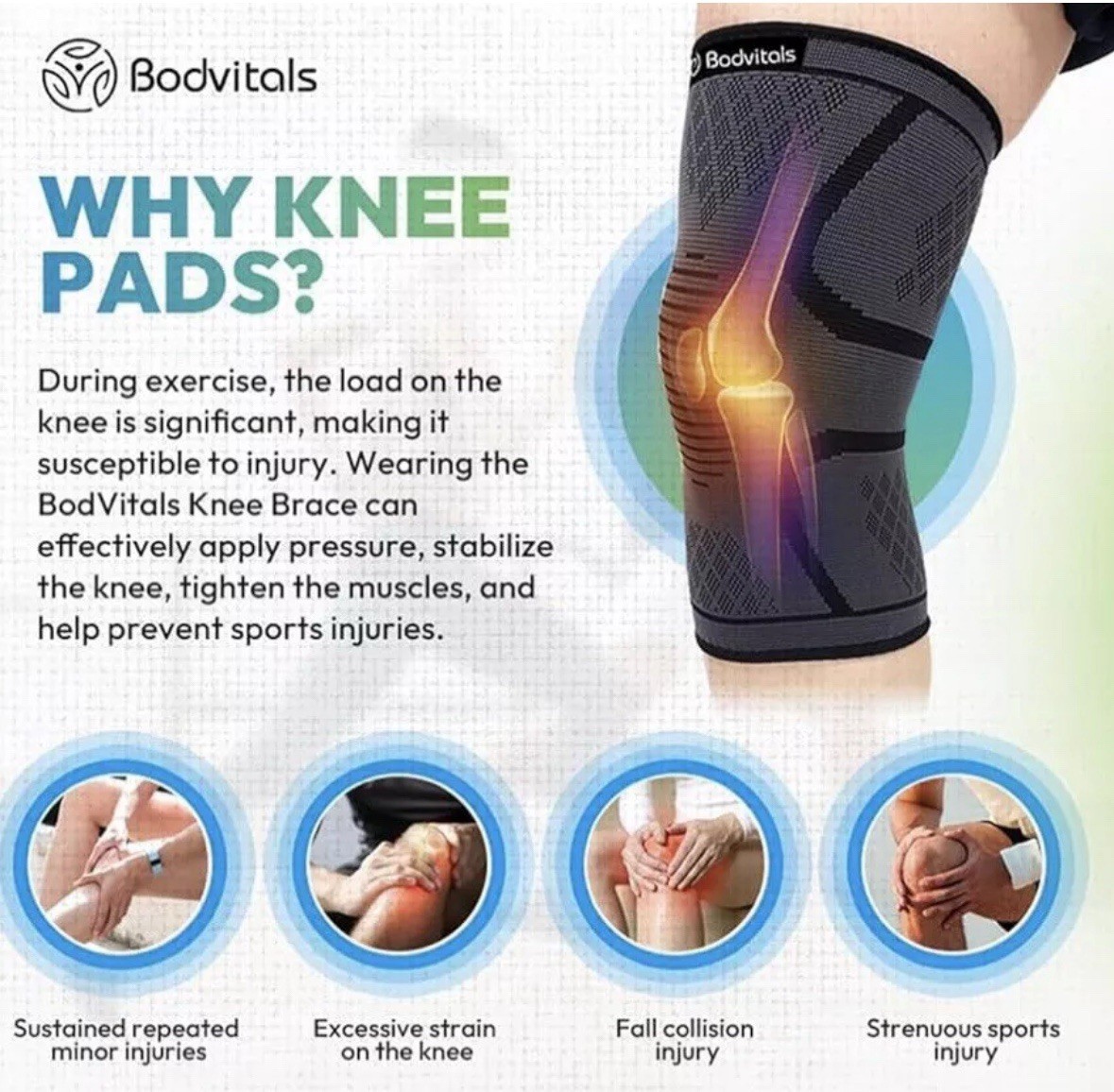 Bodvitals Knee Brace Compression Sleeve Size L Sports Knee Sleeve