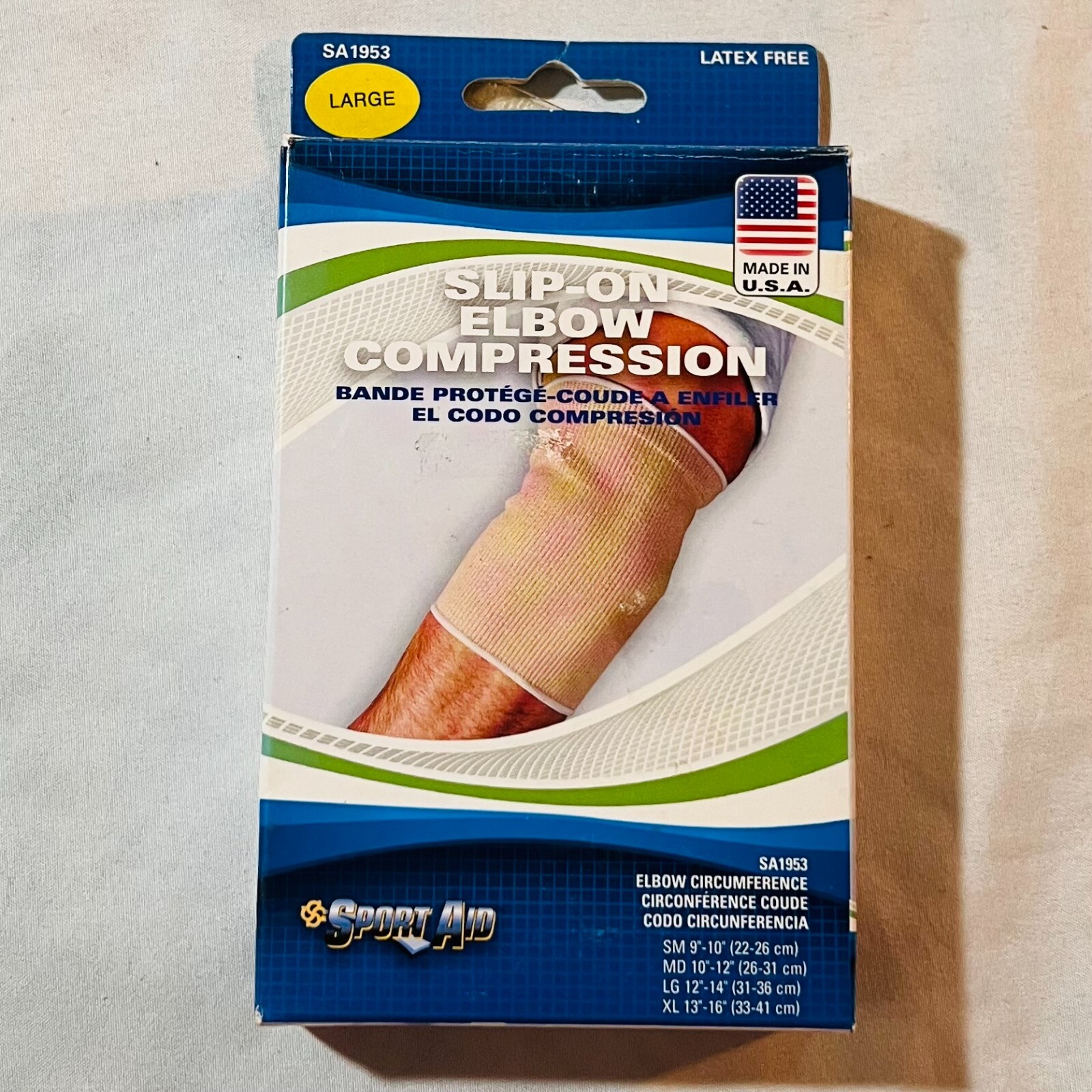 Sport Aid SA1953 Slip On Elbow Compression Support Latex Free Small Beige 1 ct